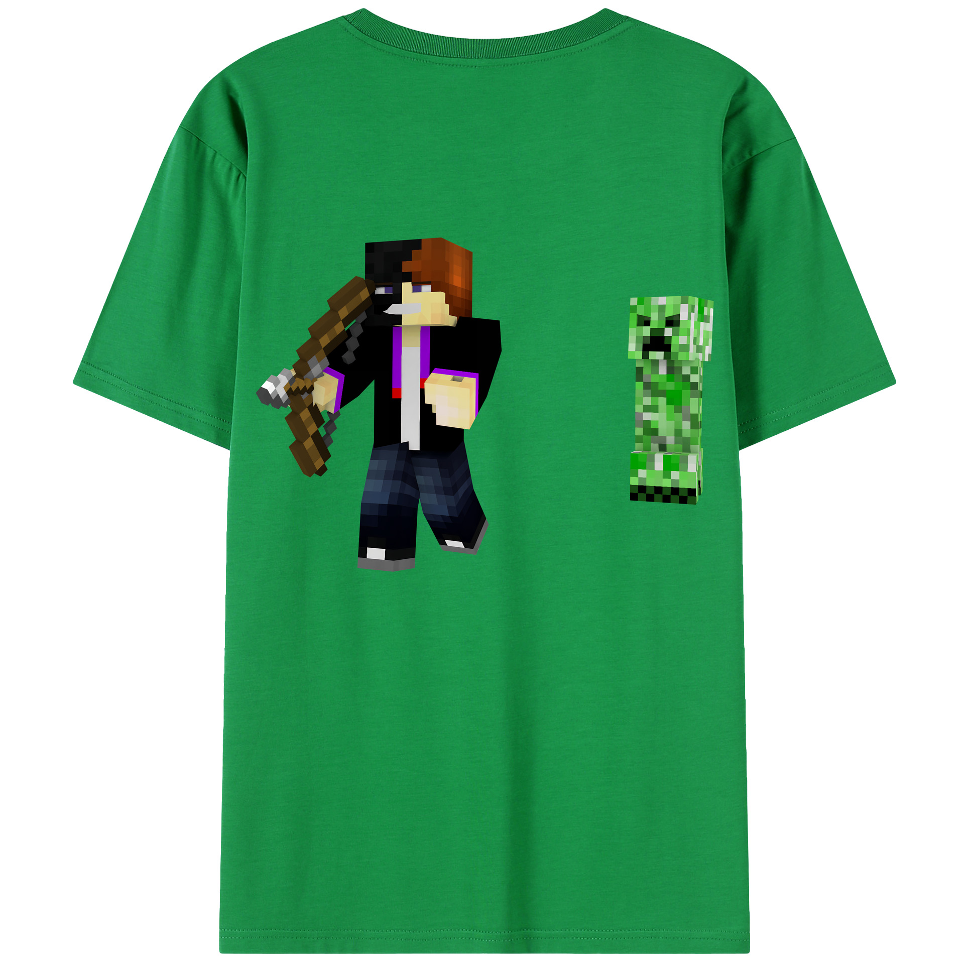 （画像用） マインクラフト ブロックの世界 Minecraft MC Block world 綿100％半袖Tシャツ（背面プリント）