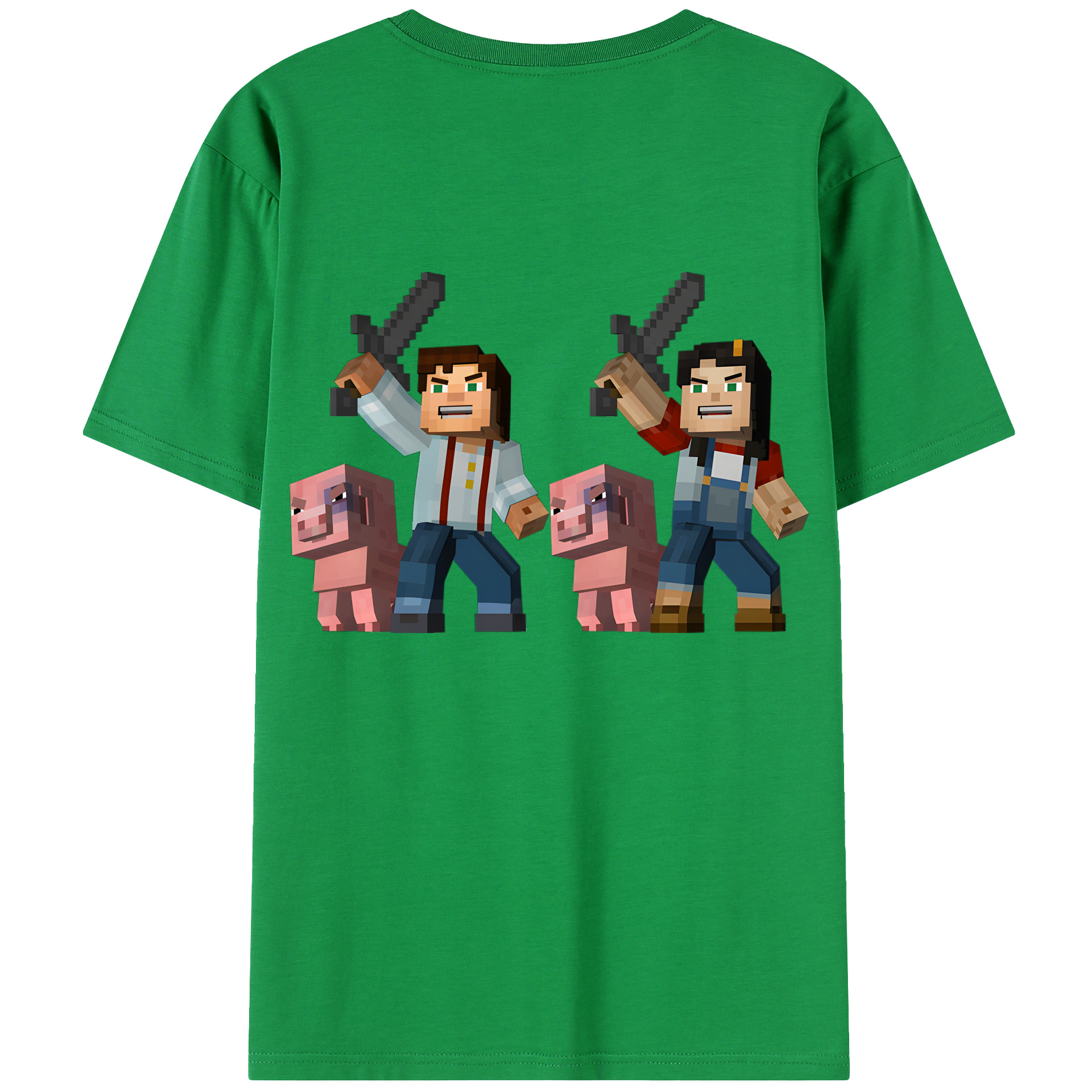 （画像用） マインクラフト ブロックの世界 Minecraft MC Block world 綿100％半袖Tシャツ（背面プリント）
