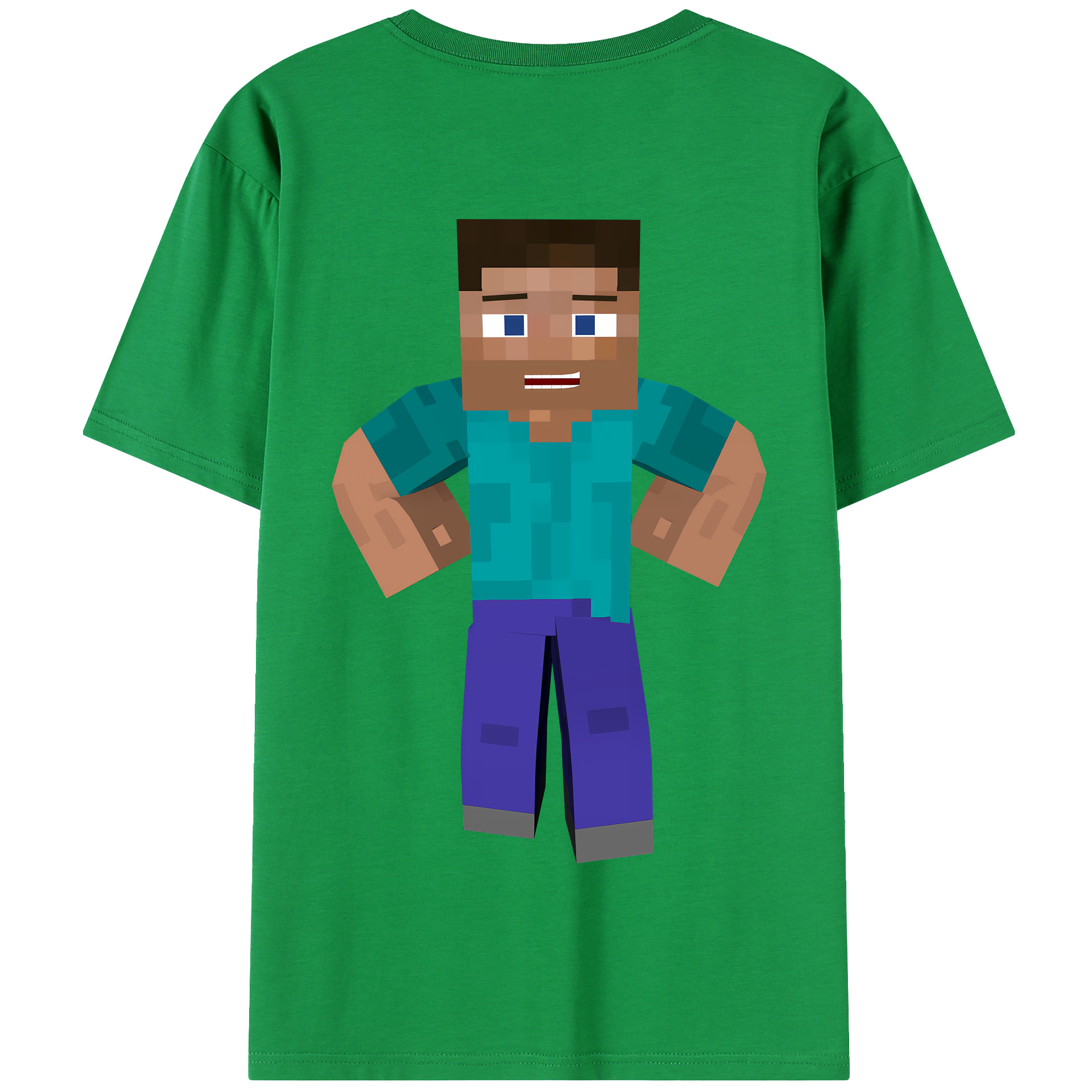 （画像用） マインクラフト ブロックの世界 Minecraft MC Block world 綿100％半袖Tシャツ（背面プリント）
