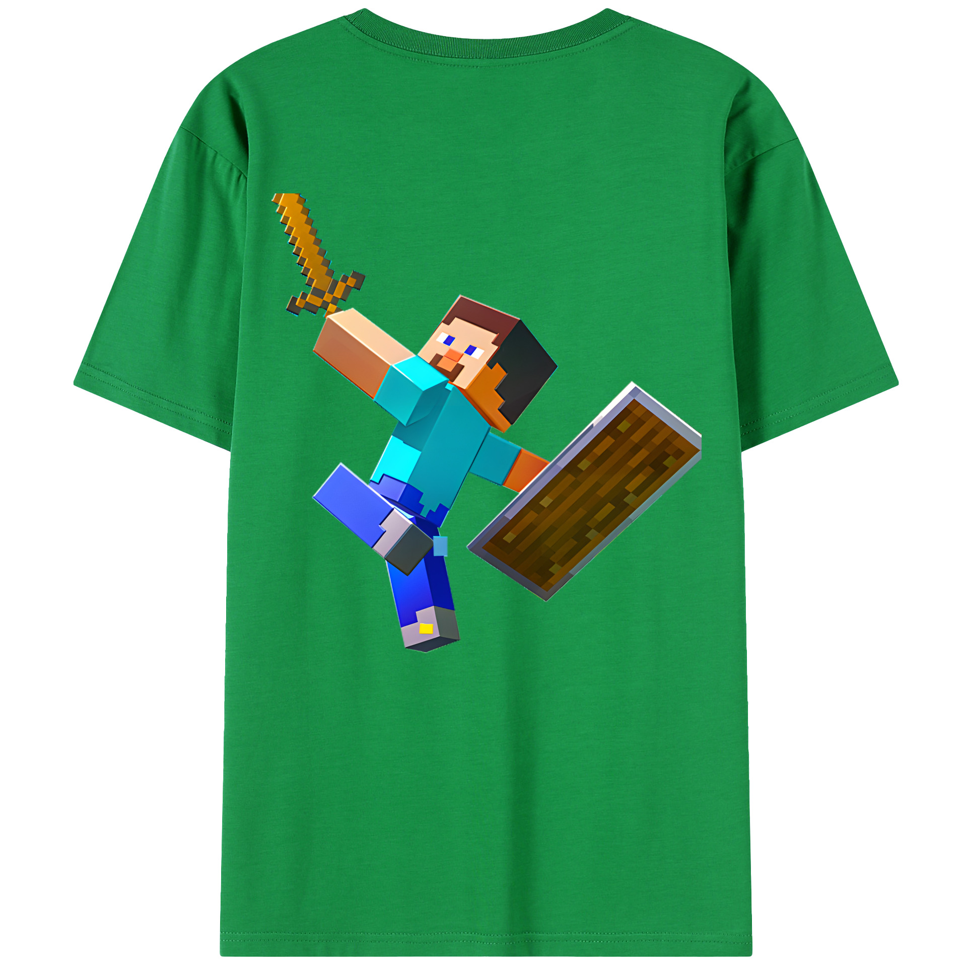 （画像用） マインクラフト ブロックの世界 Minecraft MC Block world 綿100％半袖Tシャツ（背面プリント）