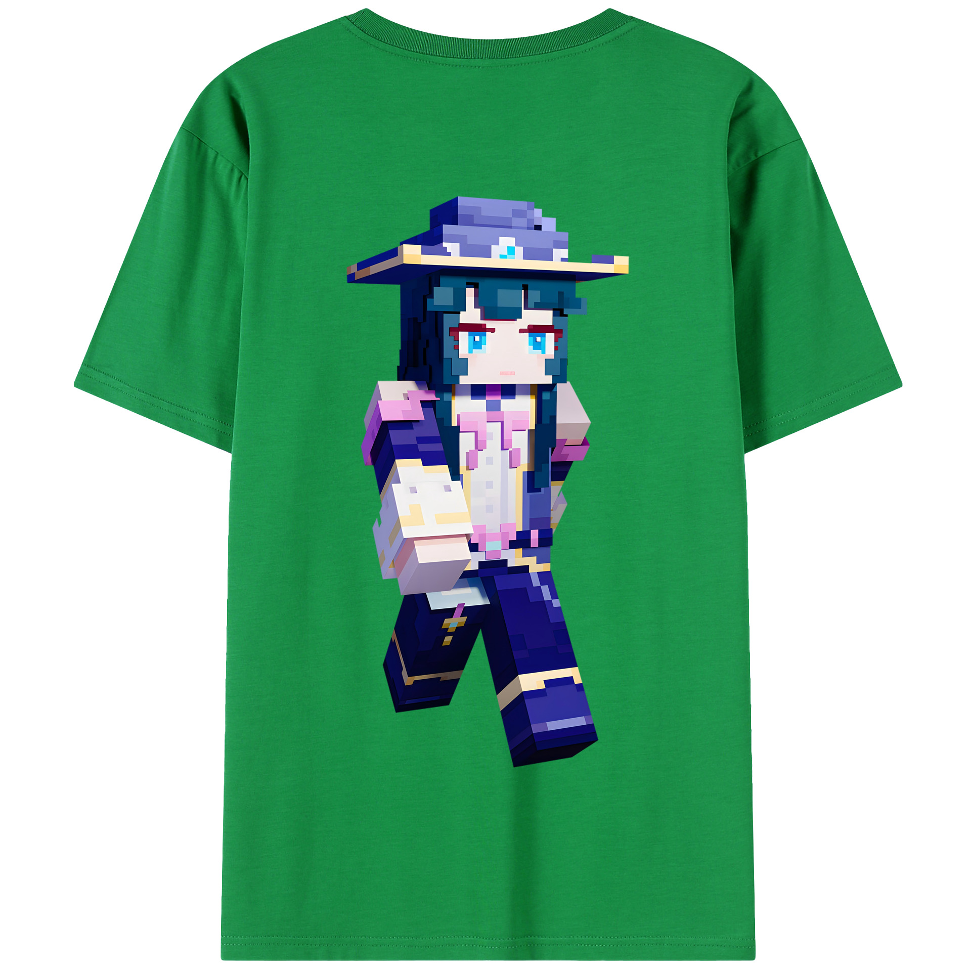 （画像用） マインクラフト ブロックの世界 Minecraft MC Block world 綿100％半袖Tシャツ（背面プリント）