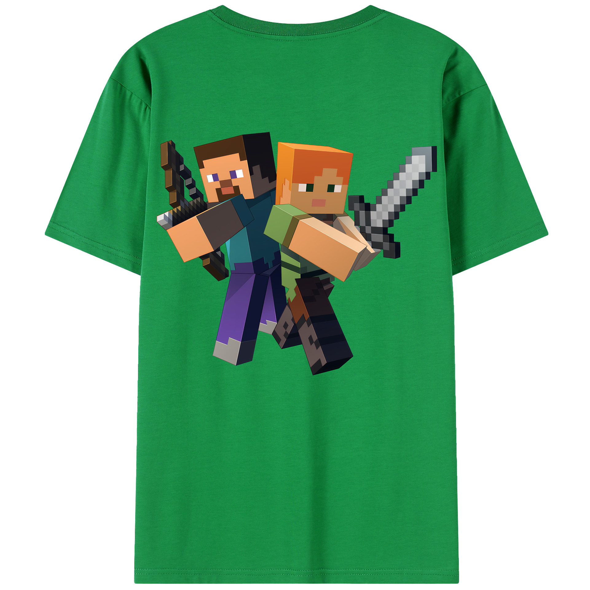 （画像用） マインクラフト ブロックの世界 Minecraft MC Block world 綿100％半袖Tシャツ（背面プリント）