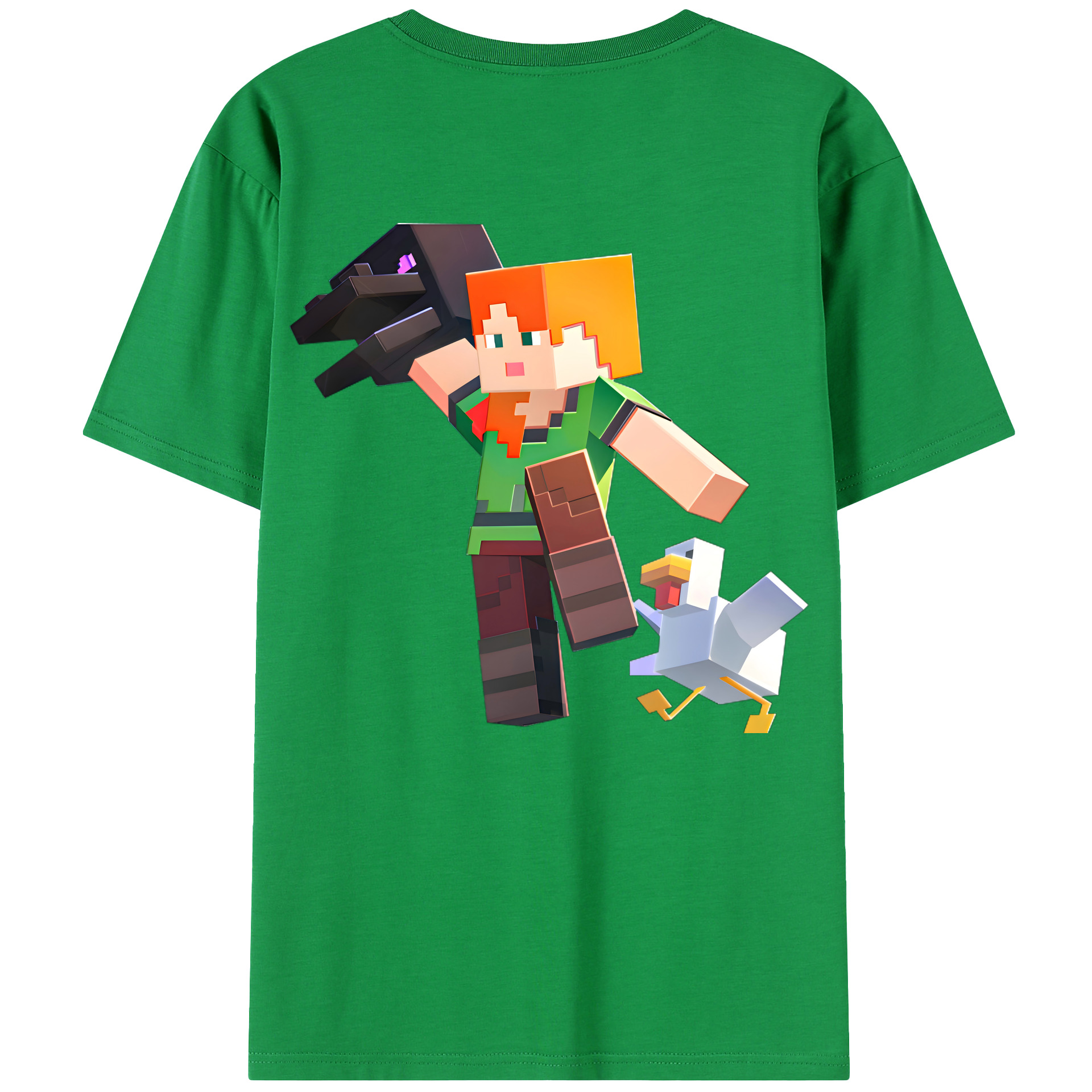 （画像用） マインクラフト ブロックの世界 Minecraft MC Block world 綿100％半袖Tシャツ（背面プリント）