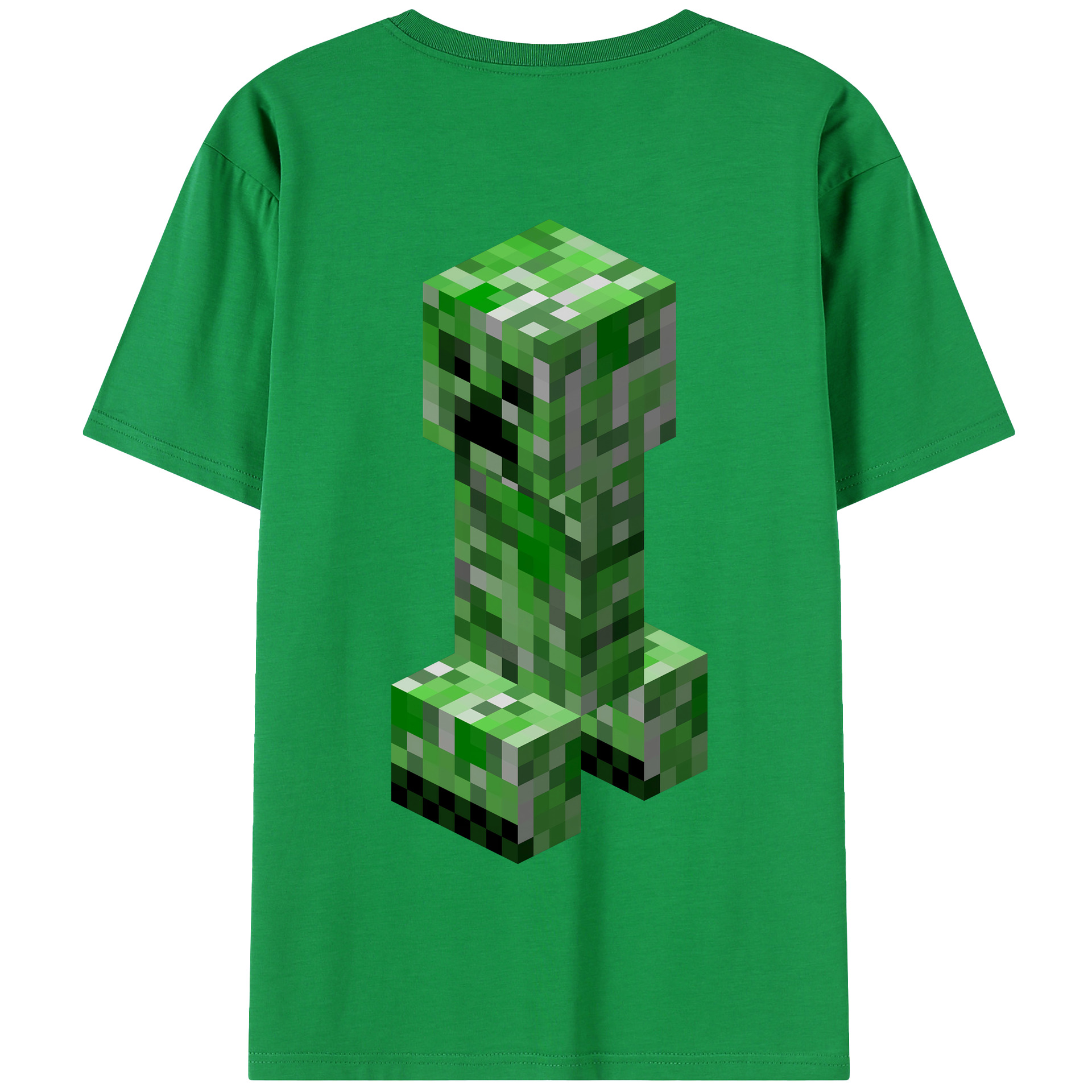 （画像用） マインクラフト ブロックの世界 Minecraft MC Block world 綿100％半袖Tシャツ（背面プリント）
