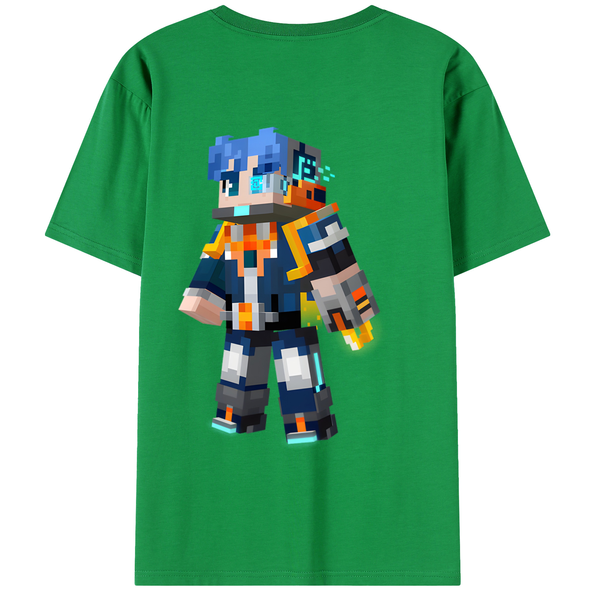 （画像用） マインクラフト ブロックの世界 Minecraft MC Block world 綿100％半袖Tシャツ（背面プリント）