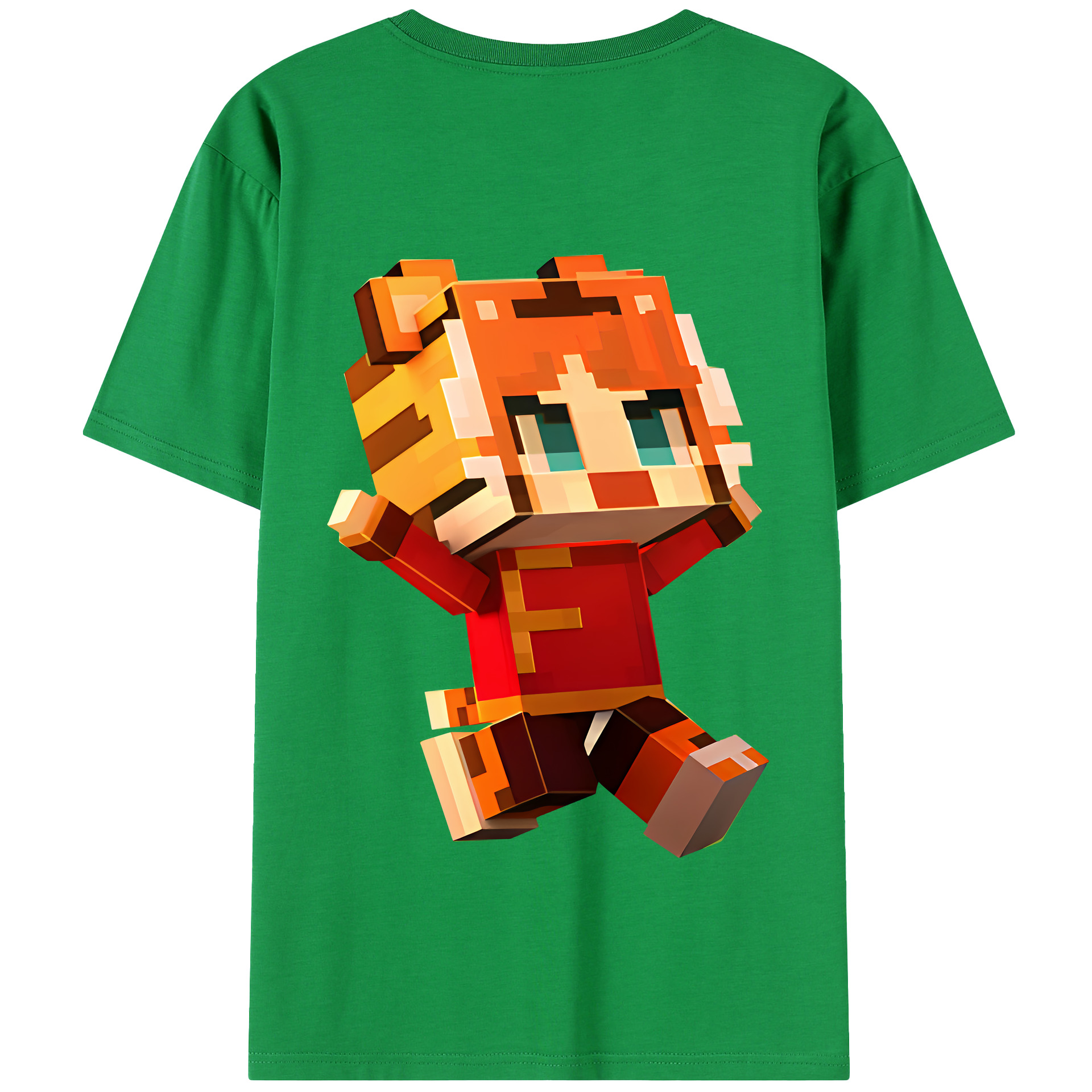 （画像用） マインクラフト ブロックの世界 Minecraft MC Block world 綿100％半袖Tシャツ（背面プリント）