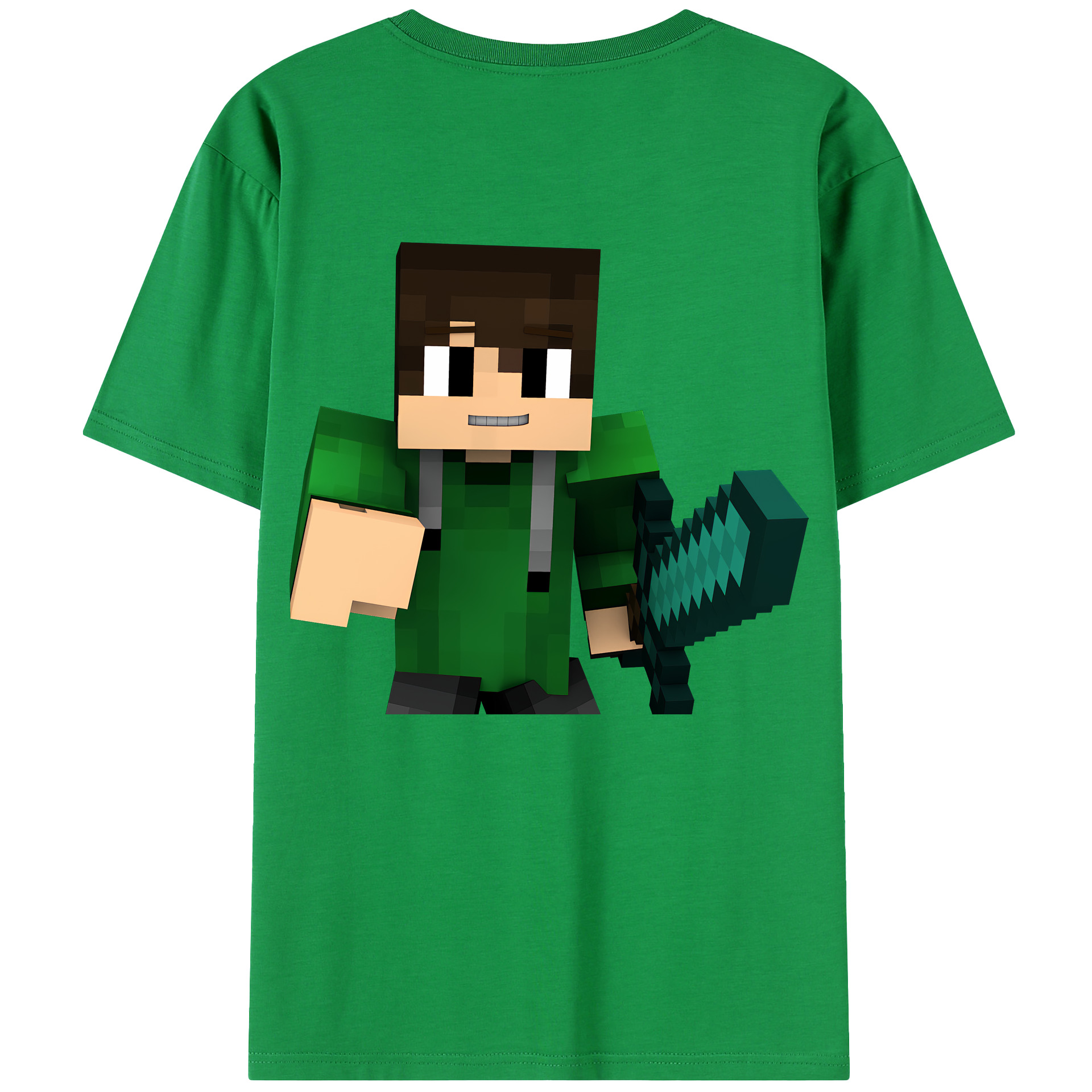 （画像用） マインクラフト ブロックの世界 Minecraft MC Block world 綿100％半袖Tシャツ（背面プリント）