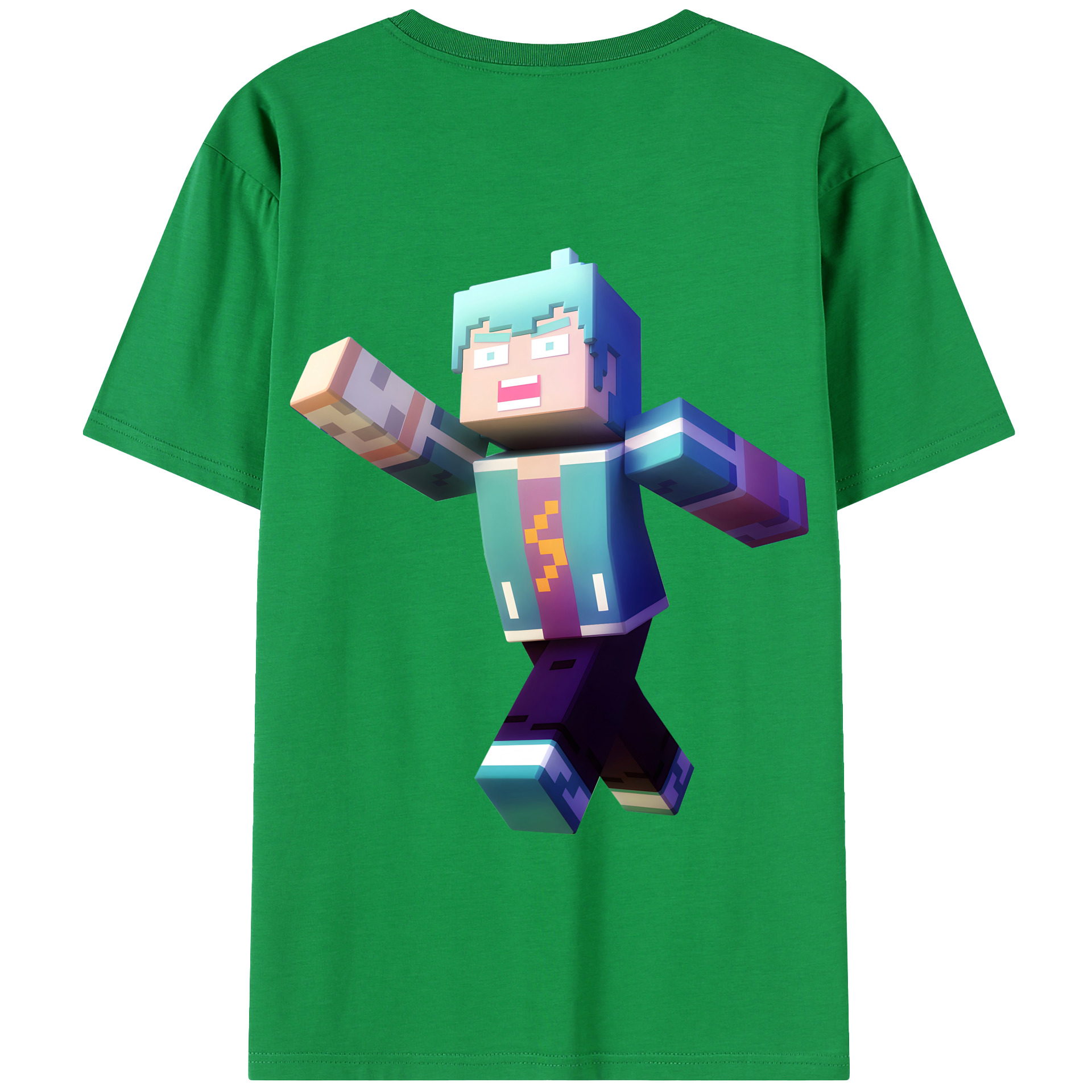 （画像用） マインクラフト ブロックの世界 Minecraft MC Block world 綿100％半袖Tシャツ（背面プリント）