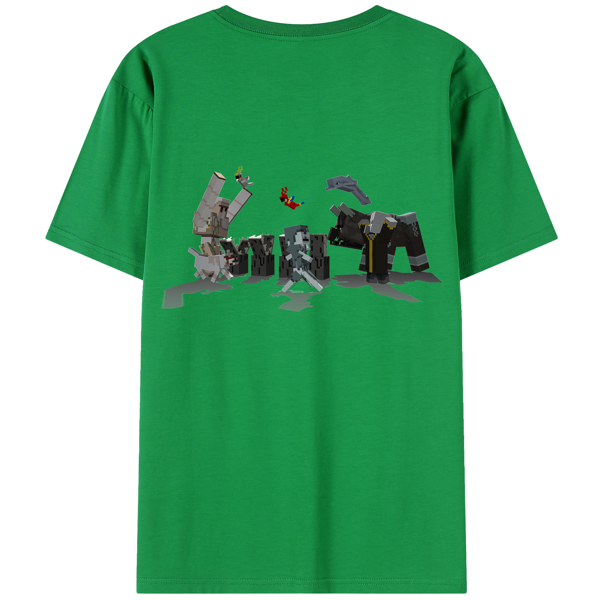 （画像用） マインクラフト ブロックの世界 Minecraft MC Block world 綿100％半袖Tシャツ（背面プリント）
