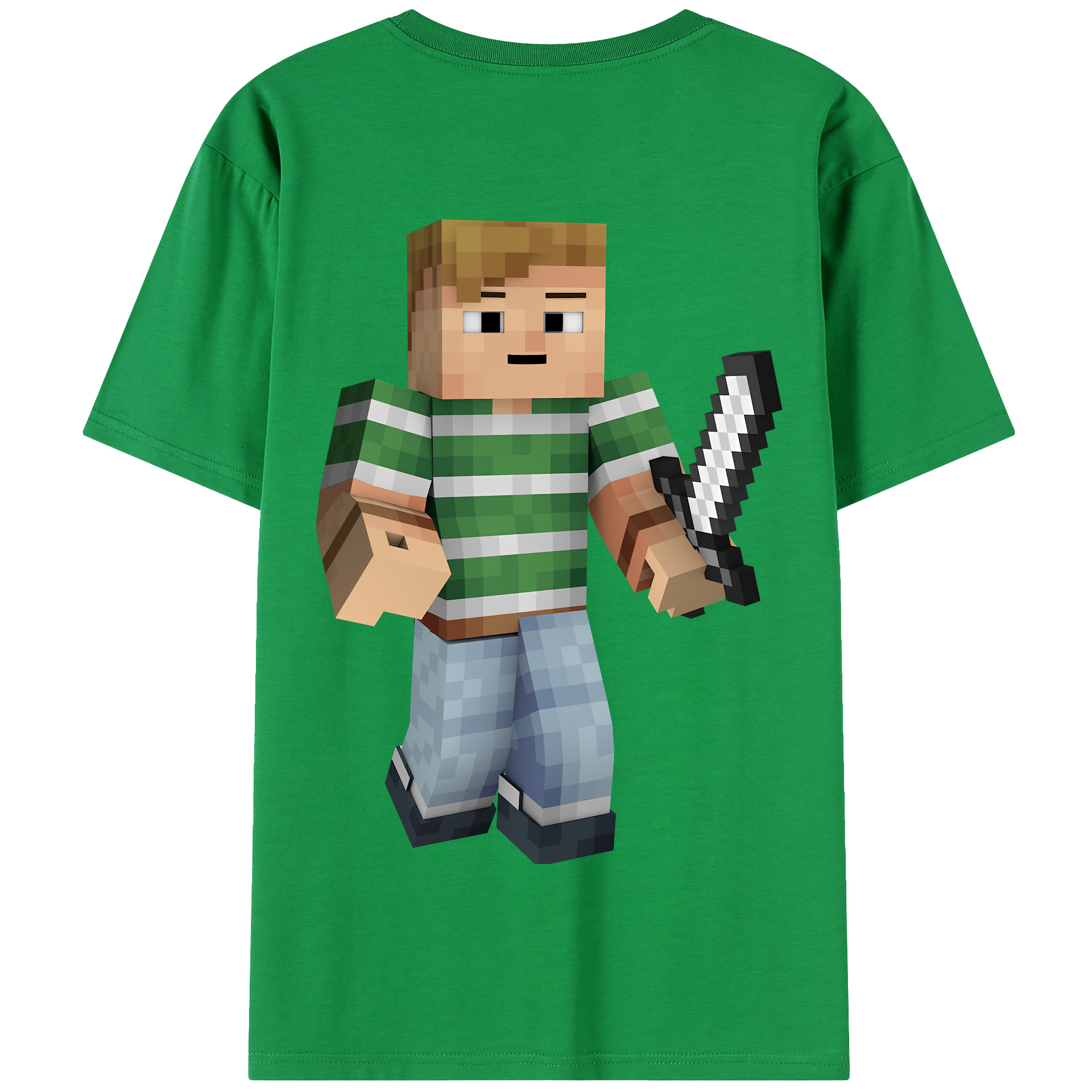 （画像用） マインクラフト ブロックの世界 Minecraft MC Block world 綿100％半袖Tシャツ（背面プリント）