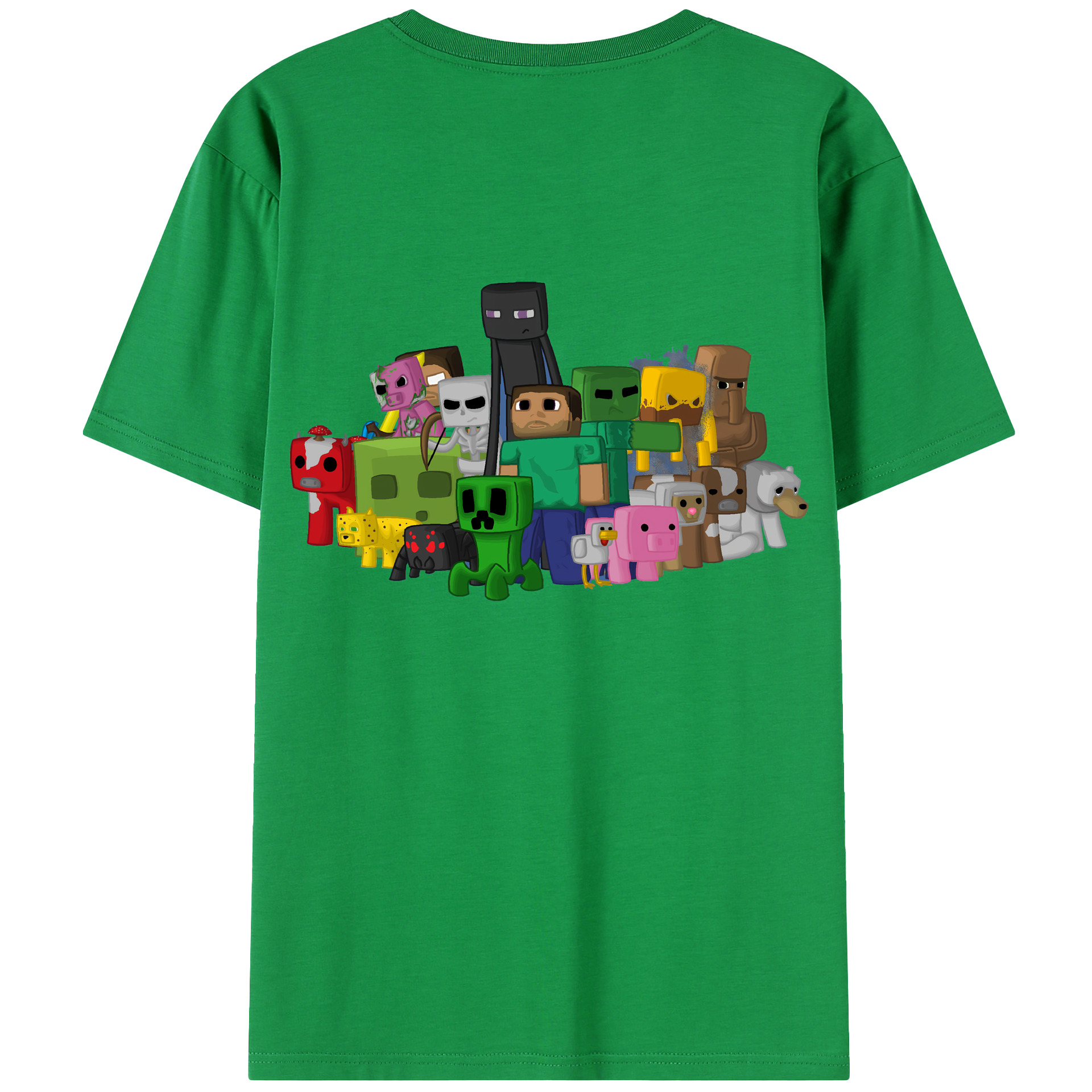 （画像用） マインクラフト ブロックの世界 Minecraft MC Block world 綿100％半袖Tシャツ（背面プリント）