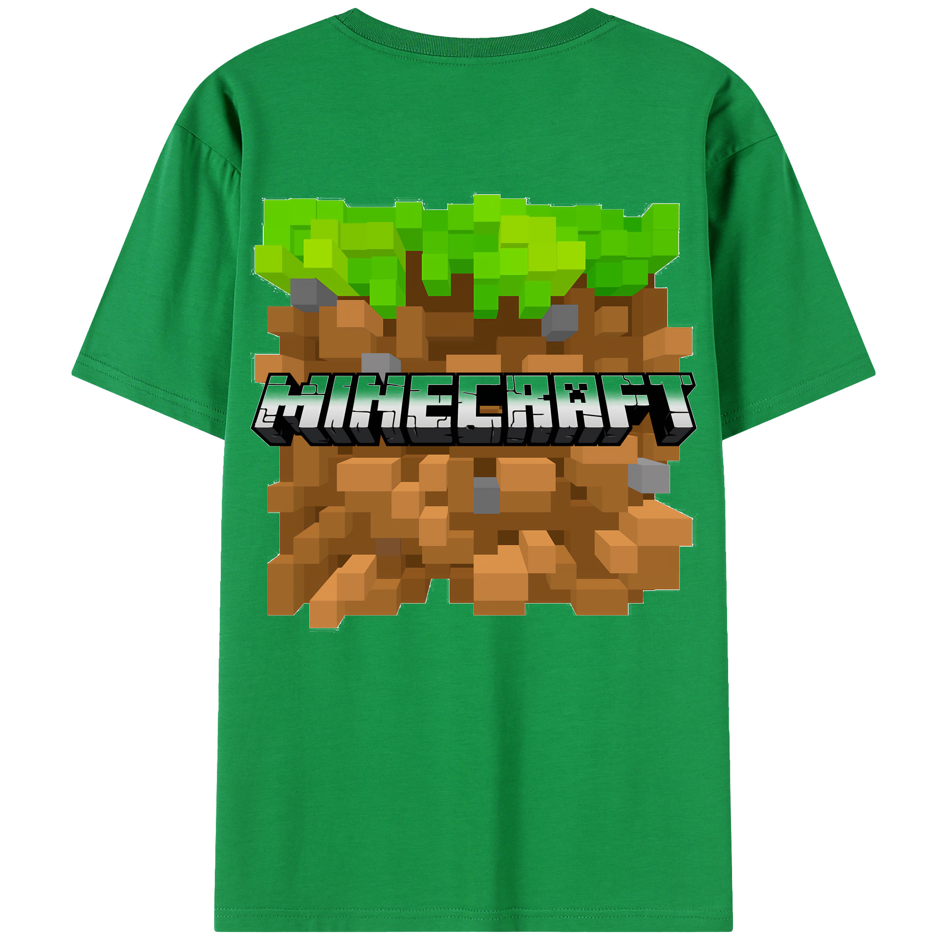 （画像用） マインクラフト ブロックの世界 Minecraft MC Block world 綿100％半袖Tシャツ（背面プリント）