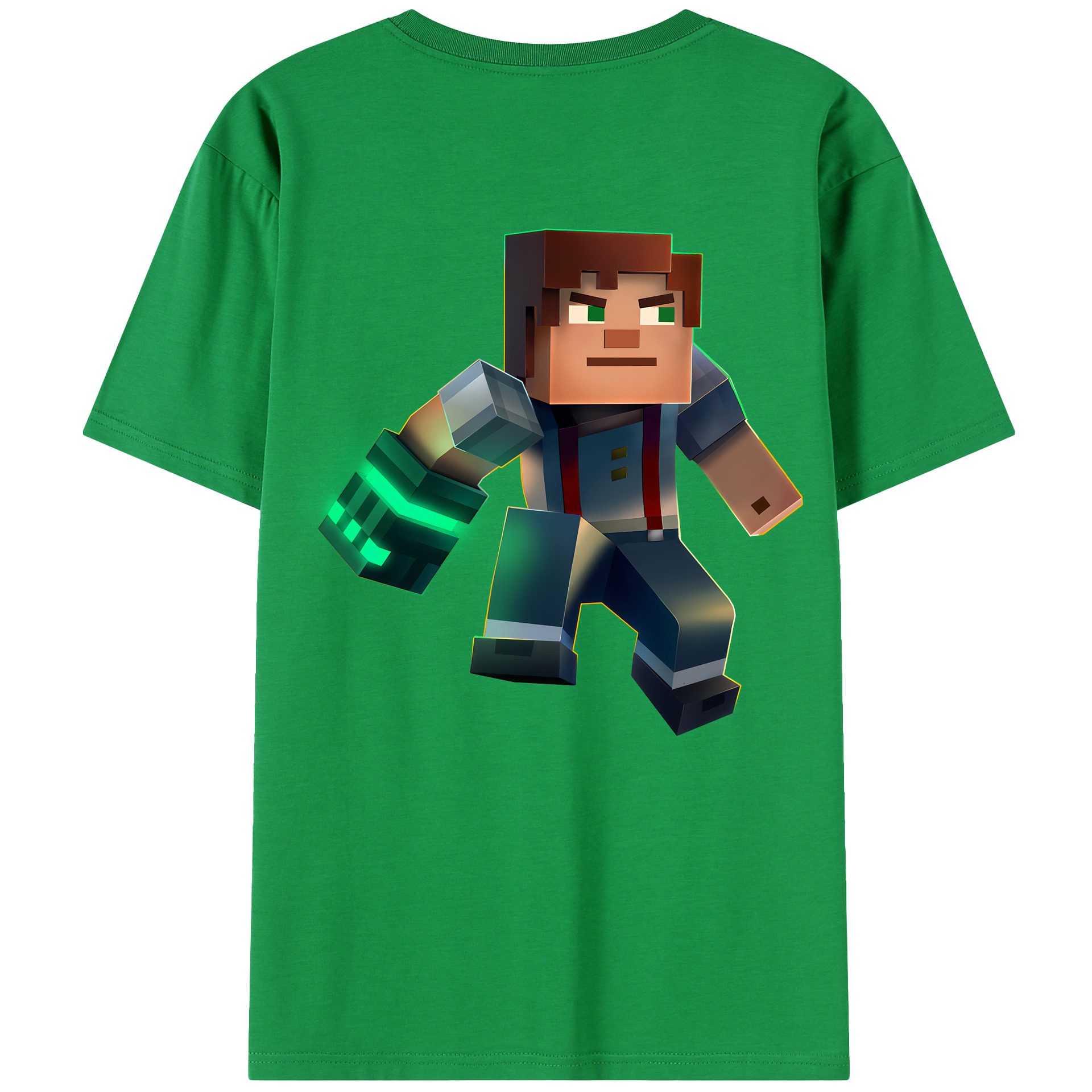 （画像用） マインクラフト ブロックの世界 Minecraft MC Block world 綿100％半袖Tシャツ（背面プリント）