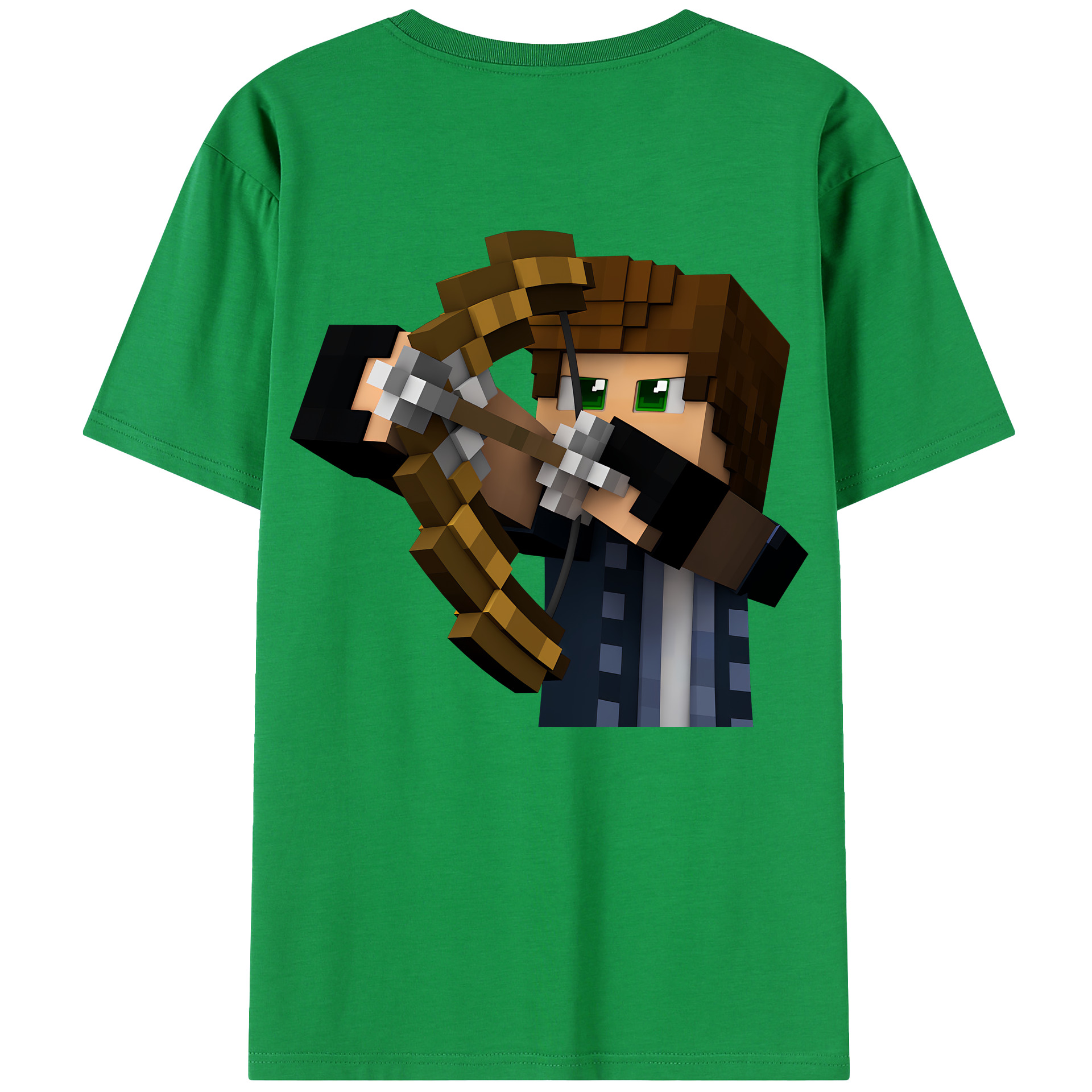 （画像用） マインクラフト ブロックの世界 Minecraft MC Block world 綿100％半袖Tシャツ（背面プリント）