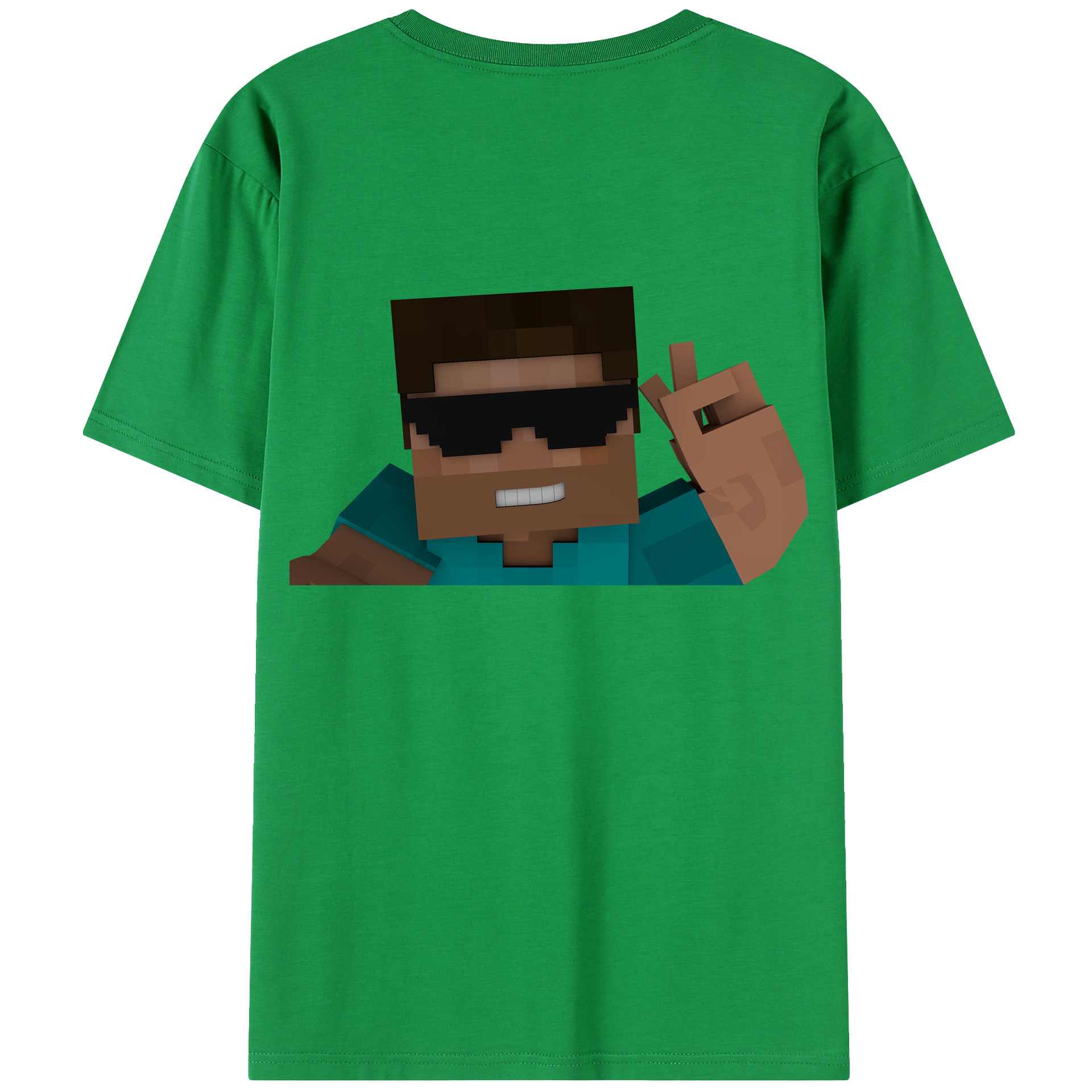（画像用） マインクラフト ブロックの世界 Minecraft MC Block world 綿100％半袖Tシャツ（背面プリント）
