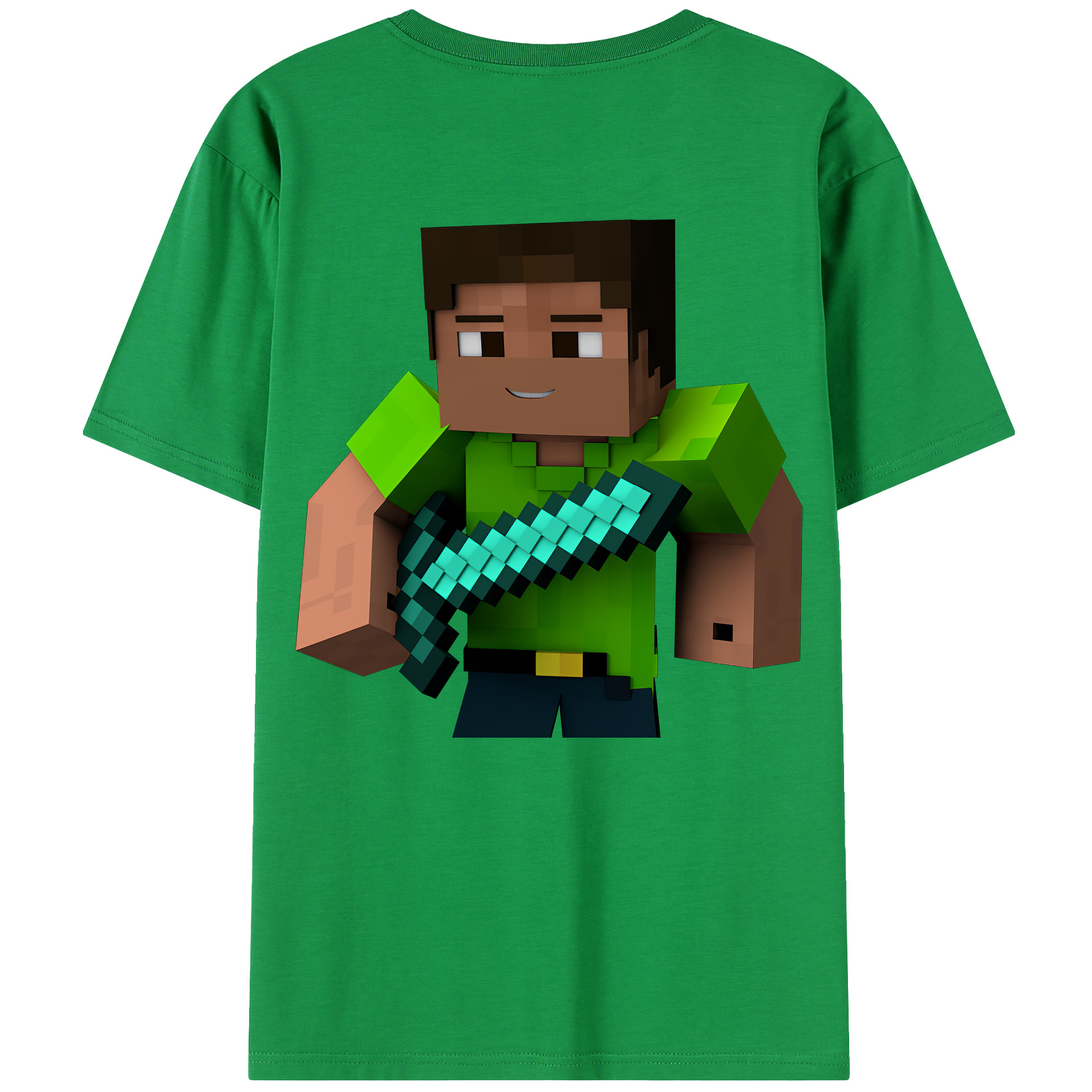 （画像用） マインクラフト ブロックの世界 Minecraft MC Block world 綿100％半袖Tシャツ（背面プリント）
