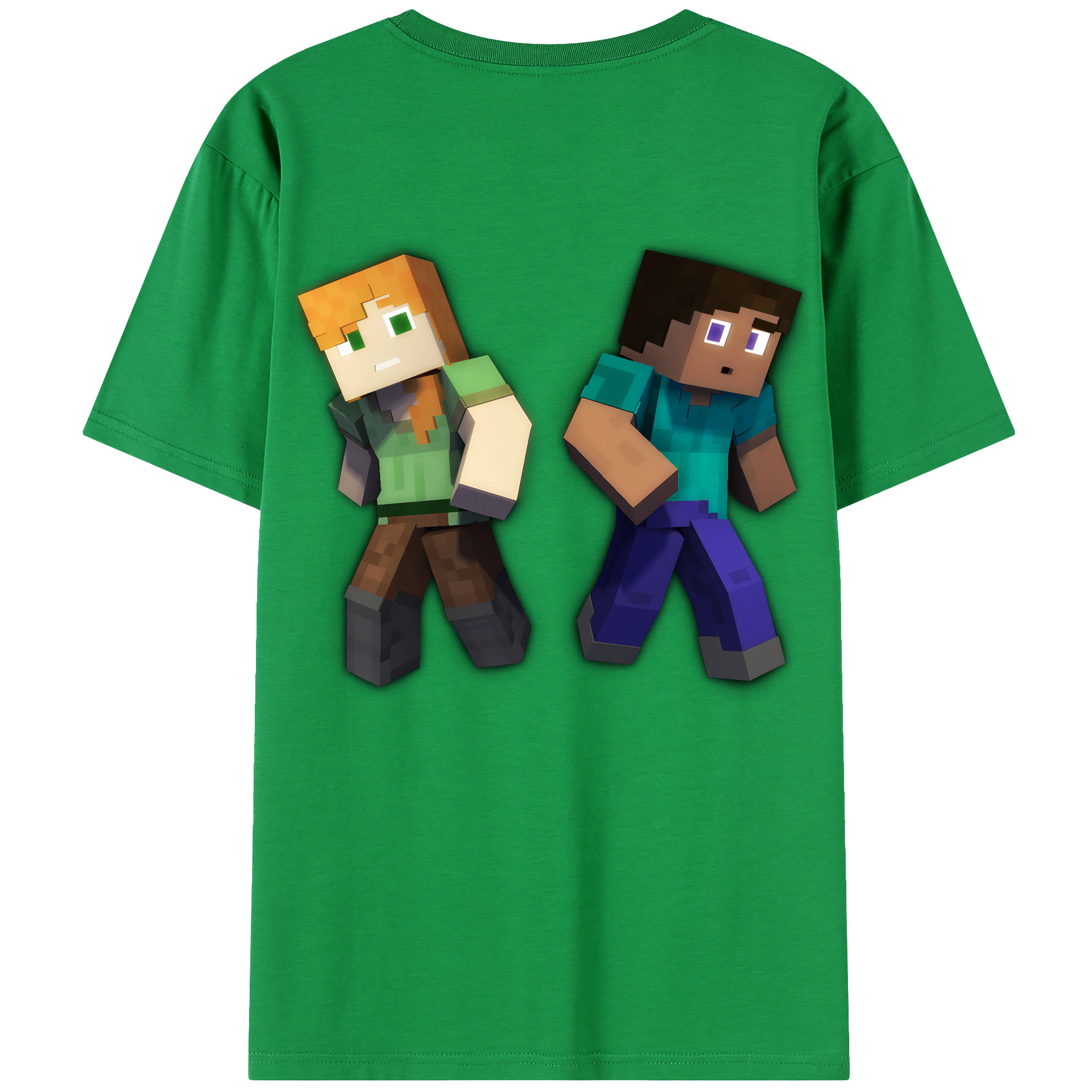 （画像用） マインクラフト ブロックの世界 Minecraft MC Block world 綿100％半袖Tシャツ（背面プリント）