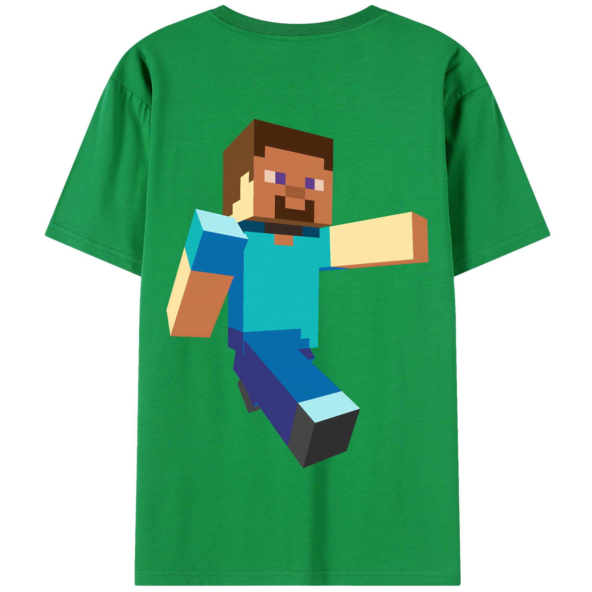 （画像用） マインクラフト ブロックの世界 Minecraft MC Block world 綿100％半袖Tシャツ（背面プリント）