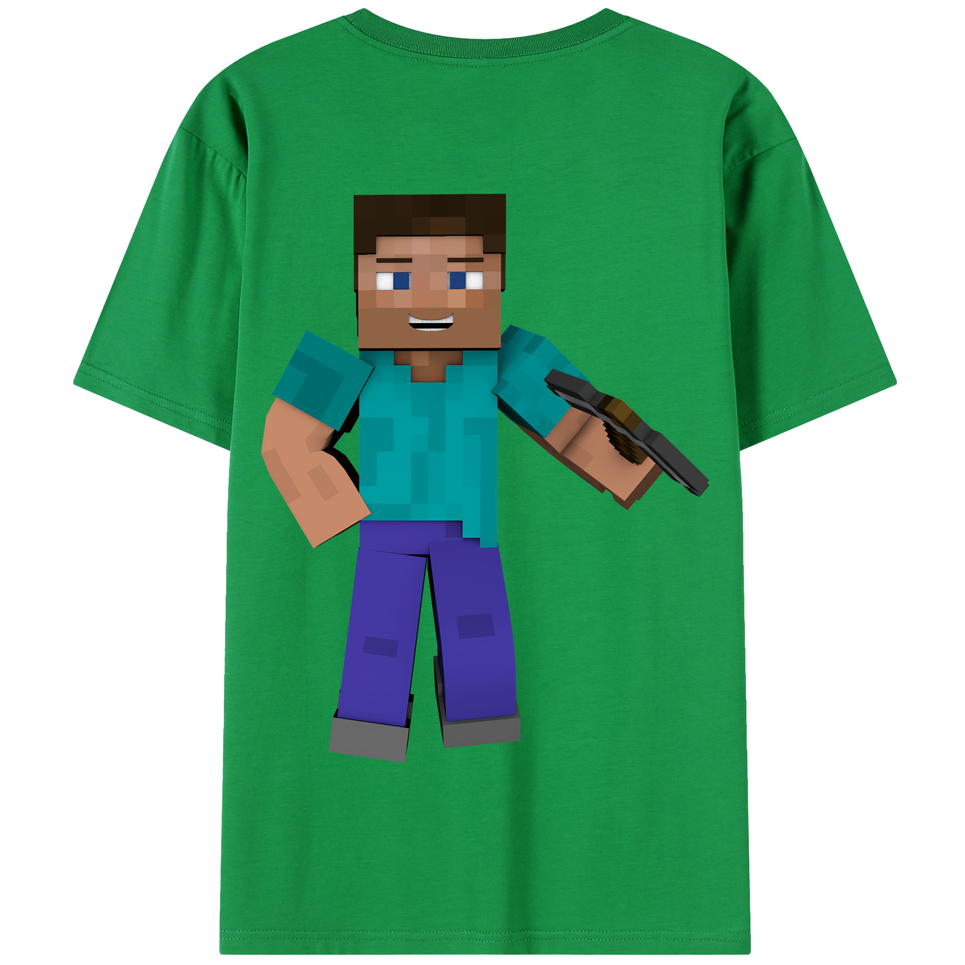 （画像用） マインクラフト ブロックの世界 Minecraft MC Block world 綿100％半袖Tシャツ（背面プリント）