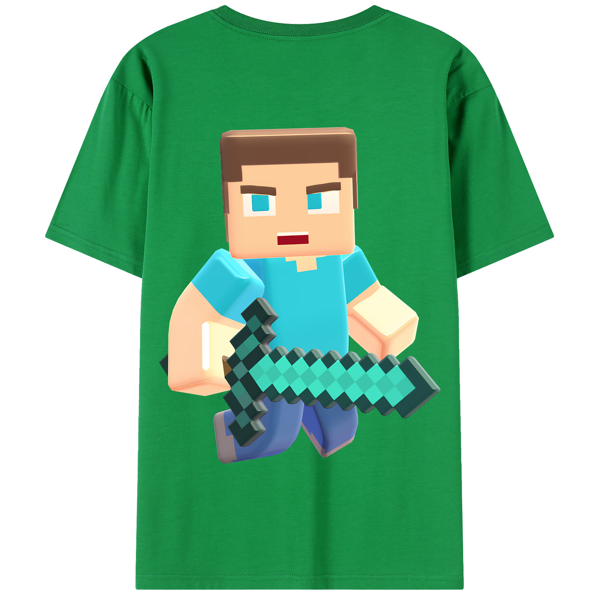 （画像用） マインクラフト ブロックの世界 Minecraft MC Block world 綿100％半袖Tシャツ（背面プリント）