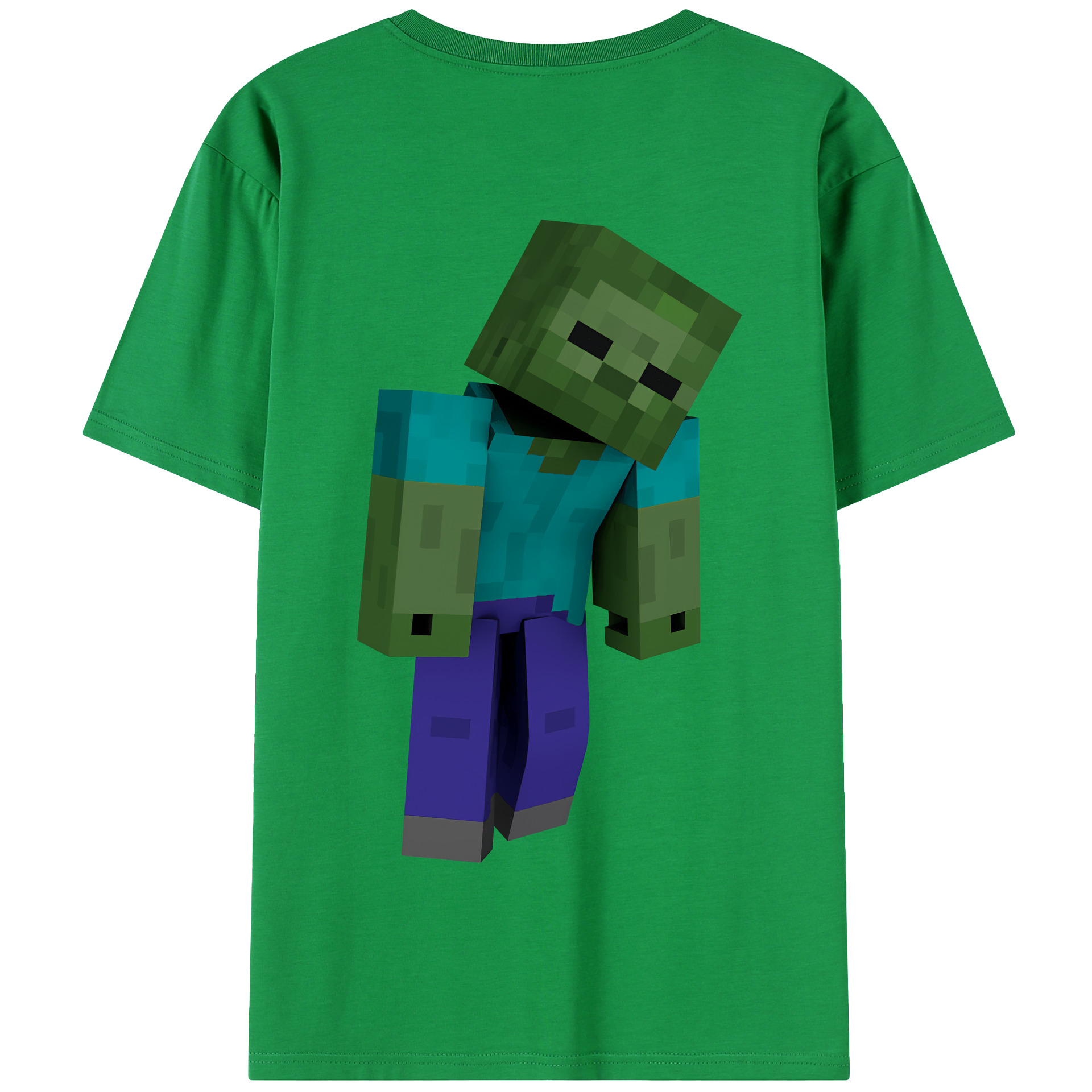 （画像用） マインクラフト ブロックの世界 Minecraft MC Block world 綿100％半袖Tシャツ（背面プリント）