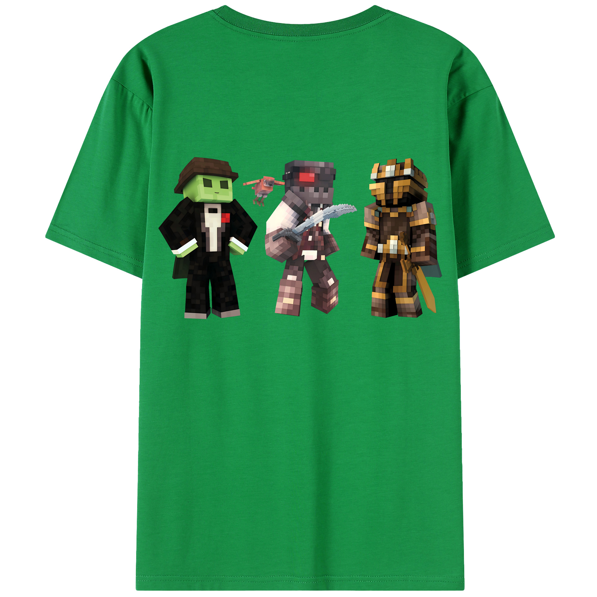 （画像用） マインクラフト ブロックの世界 Minecraft MC Block world 綿100％半袖Tシャツ（背面プリント）