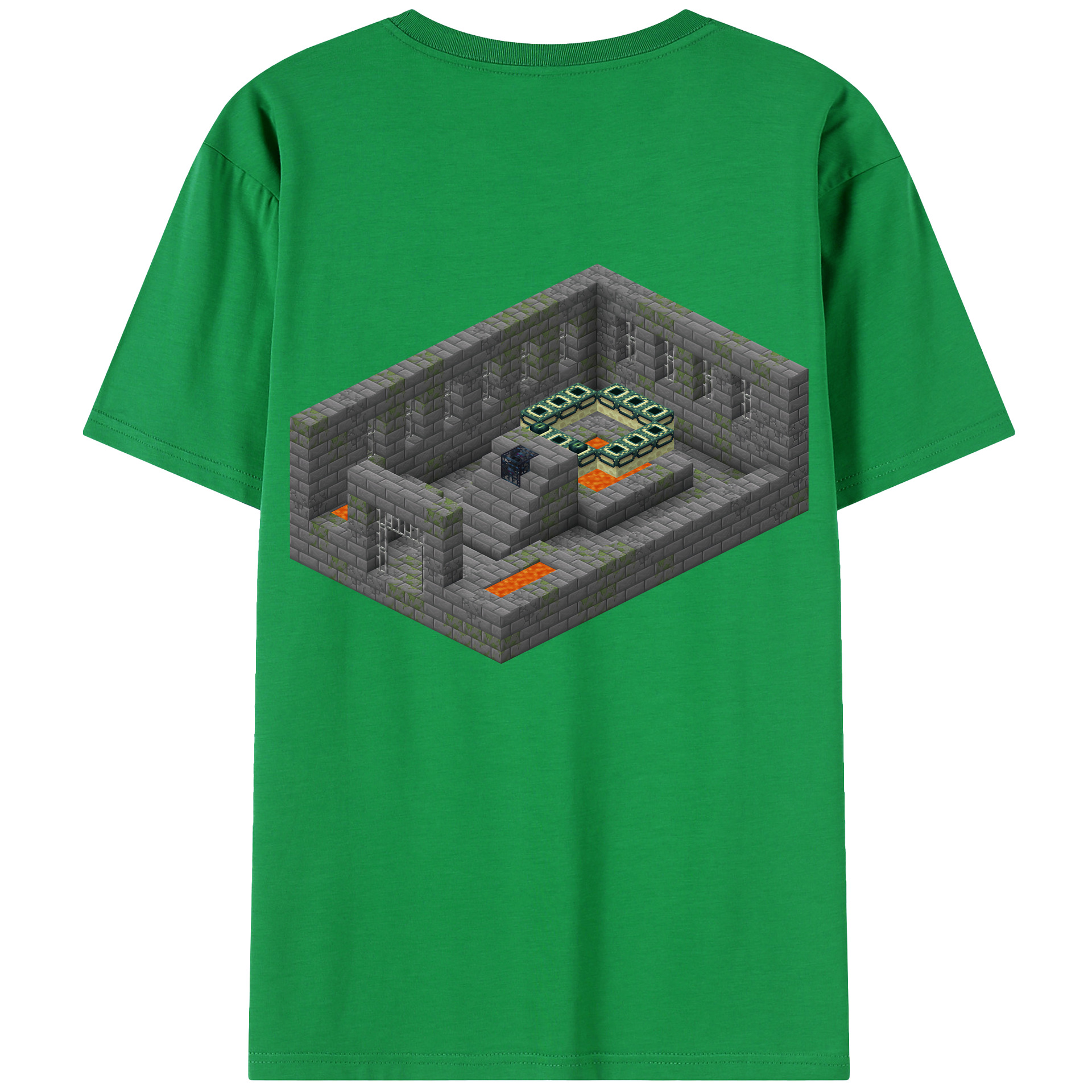 （画像用） マインクラフト ブロックの世界 Minecraft MC Block world 綿100％半袖Tシャツ（背面プリント）