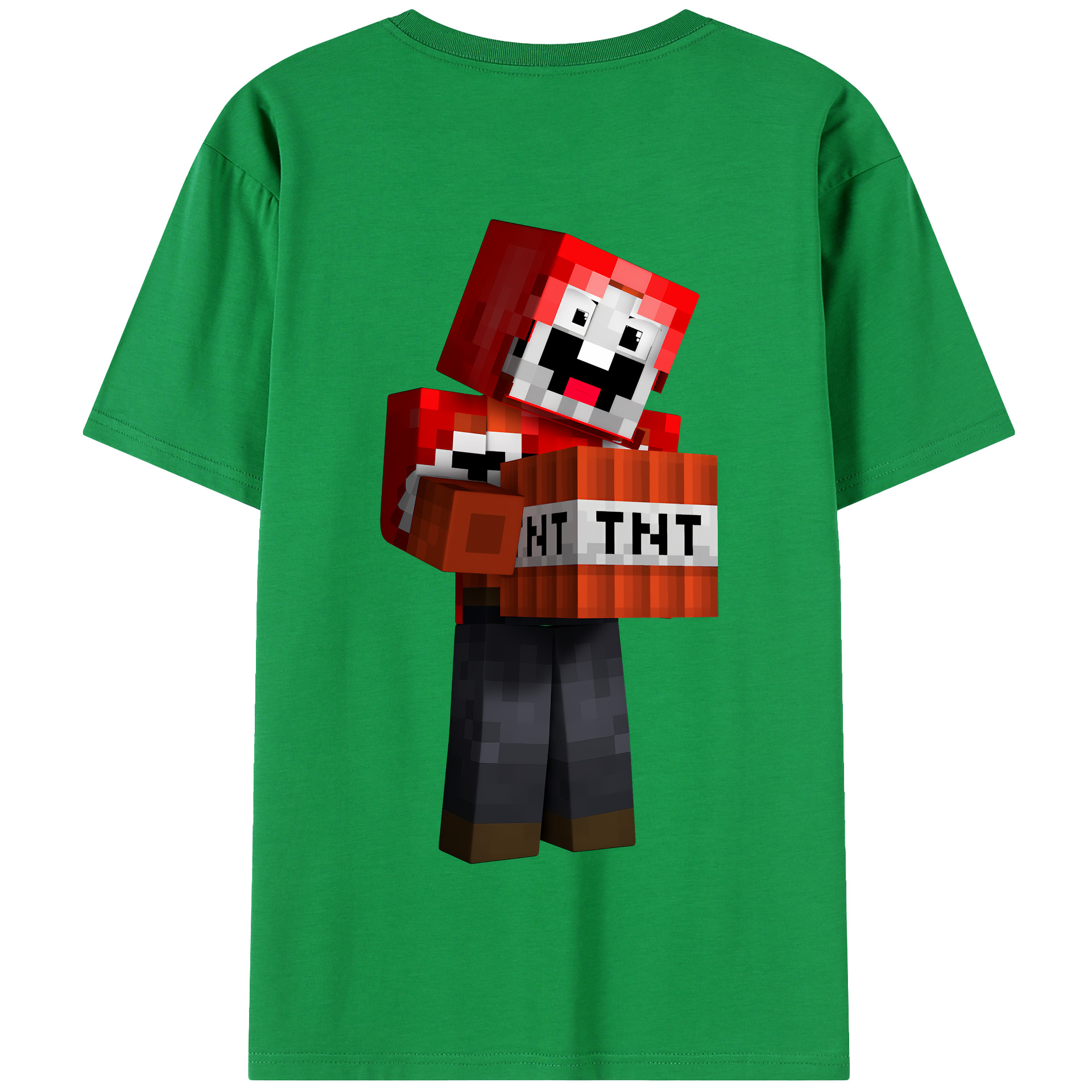 （画像用） マインクラフト ブロックの世界 Minecraft MC Block world 綿100％半袖Tシャツ（背面プリント）