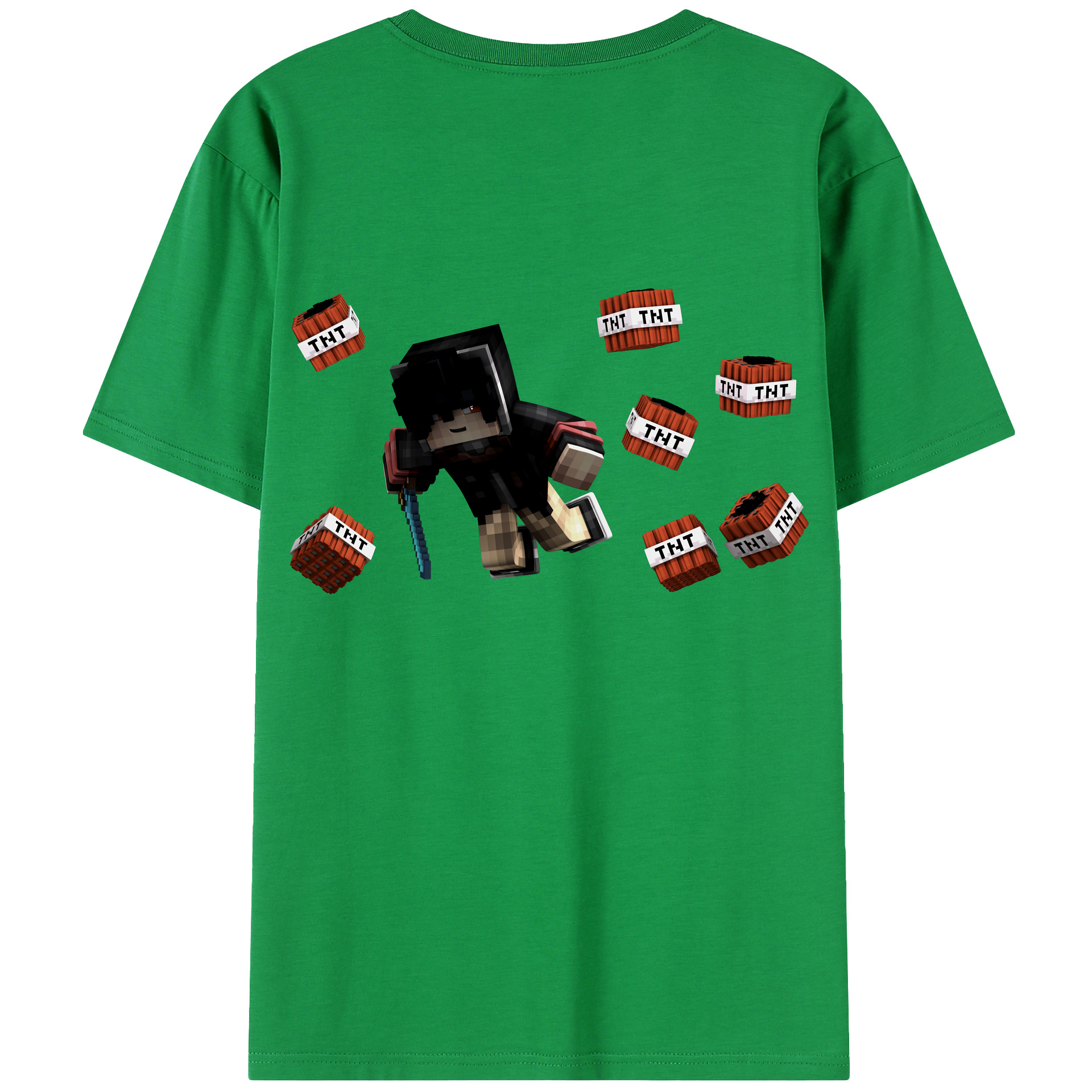 （画像用） マインクラフト ブロックの世界 Minecraft MC Block world 綿100％半袖Tシャツ（背面プリント）