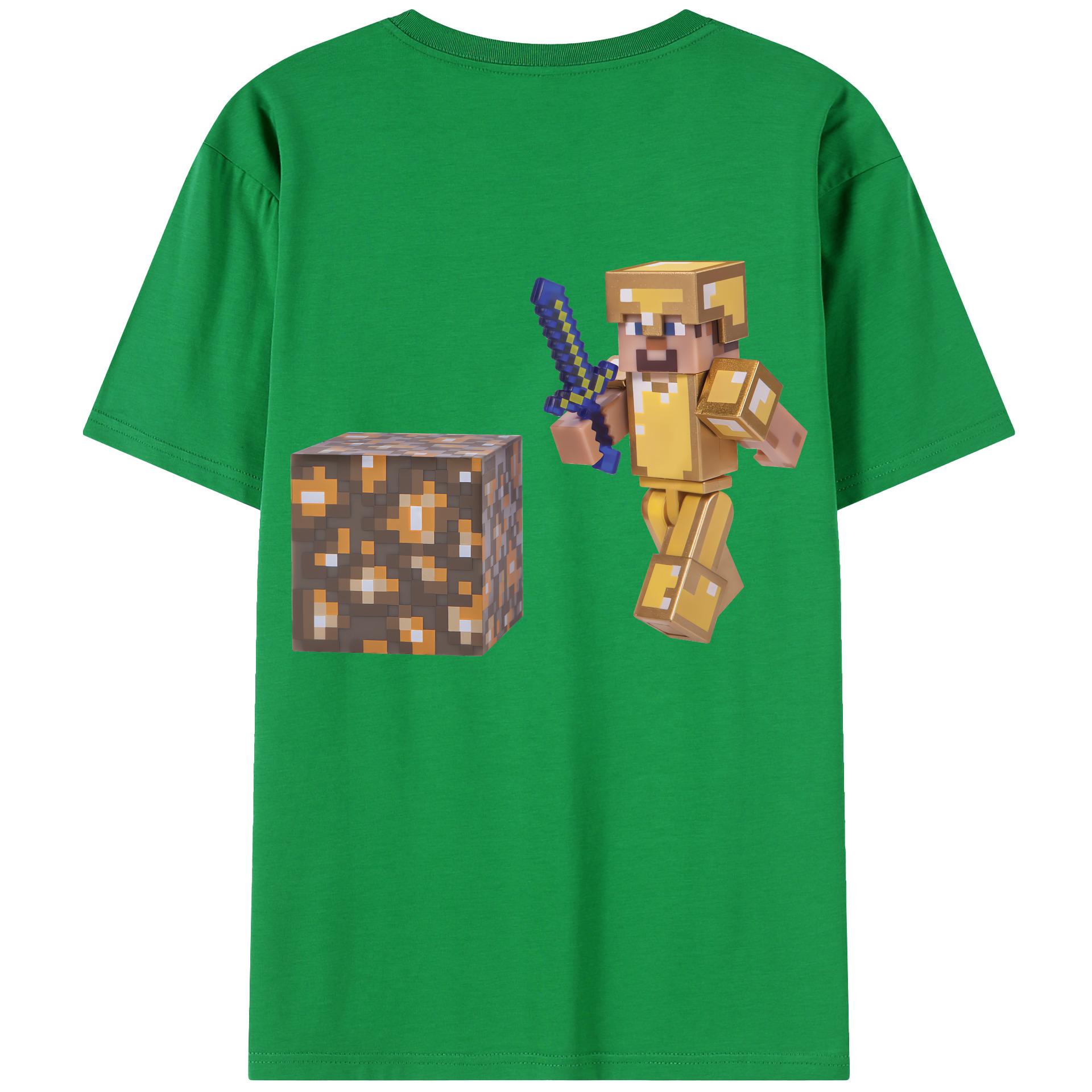 （画像用） マインクラフト ブロックの世界 Minecraft MC Block world 綿100％半袖Tシャツ（背面プリント）