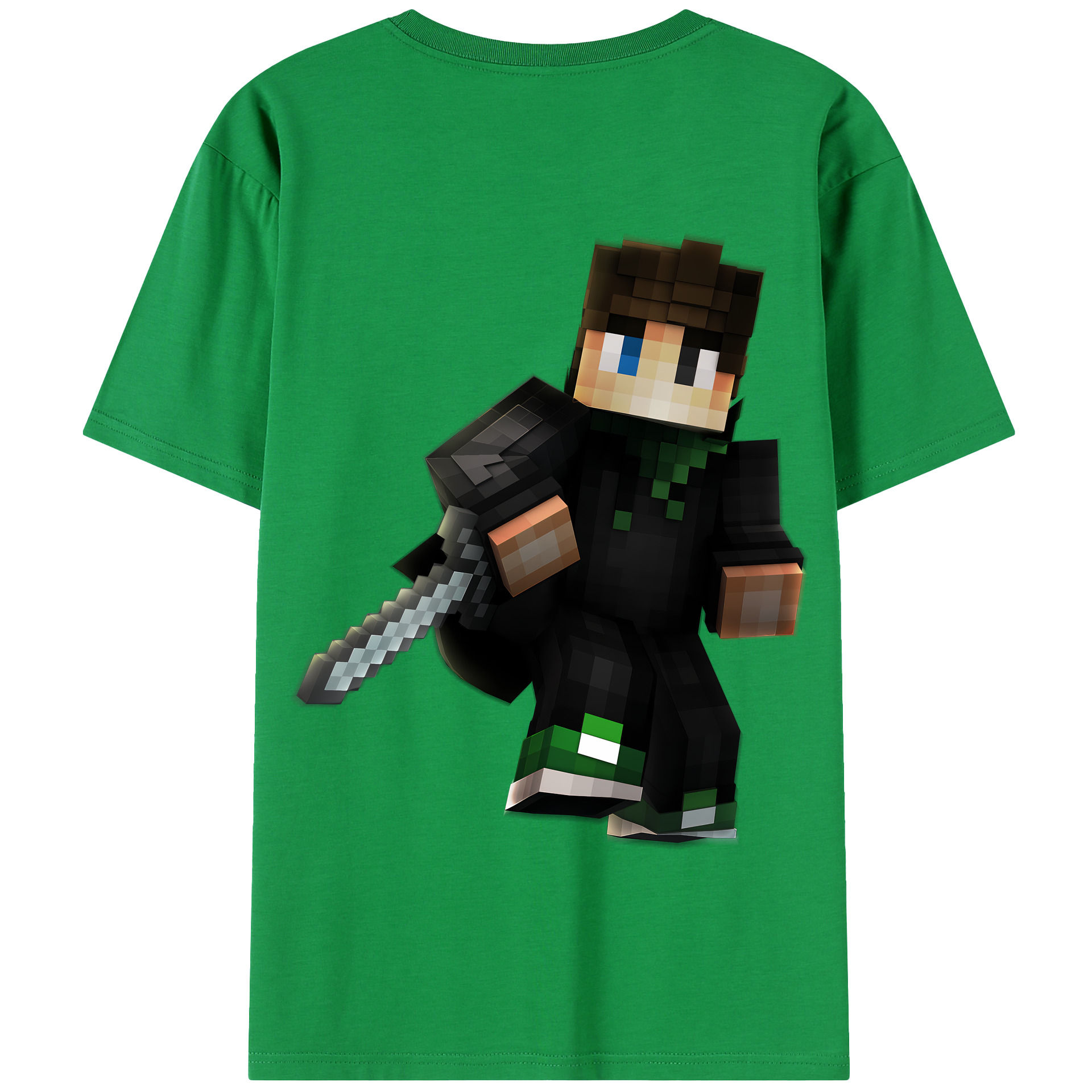 （画像用） マインクラフト ブロックの世界 Minecraft MC Block world 綿100％半袖Tシャツ（背面プリント）
