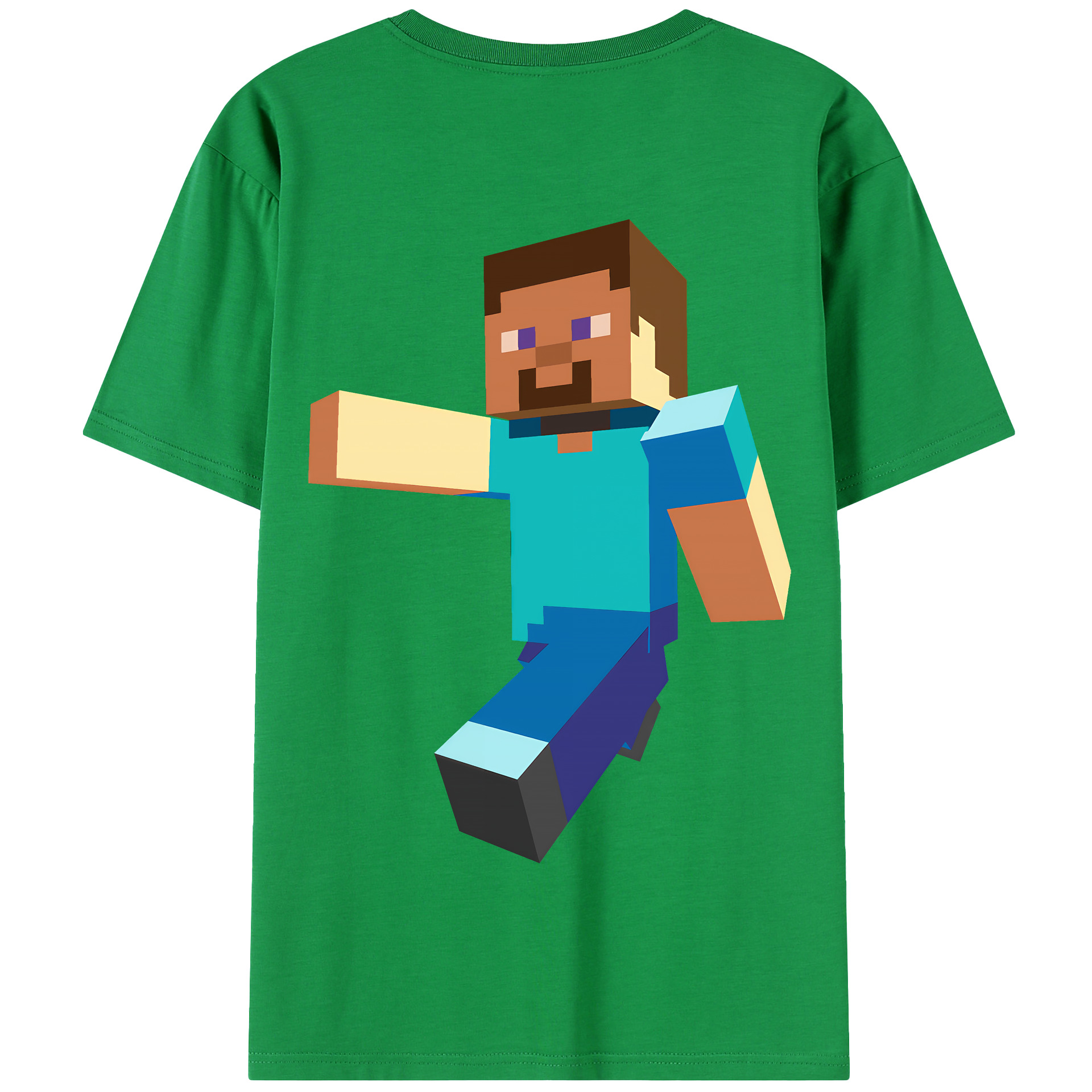 （画像用） マインクラフト ブロックの世界 Minecraft MC Block world 綿100％半袖Tシャツ（背面プリント）