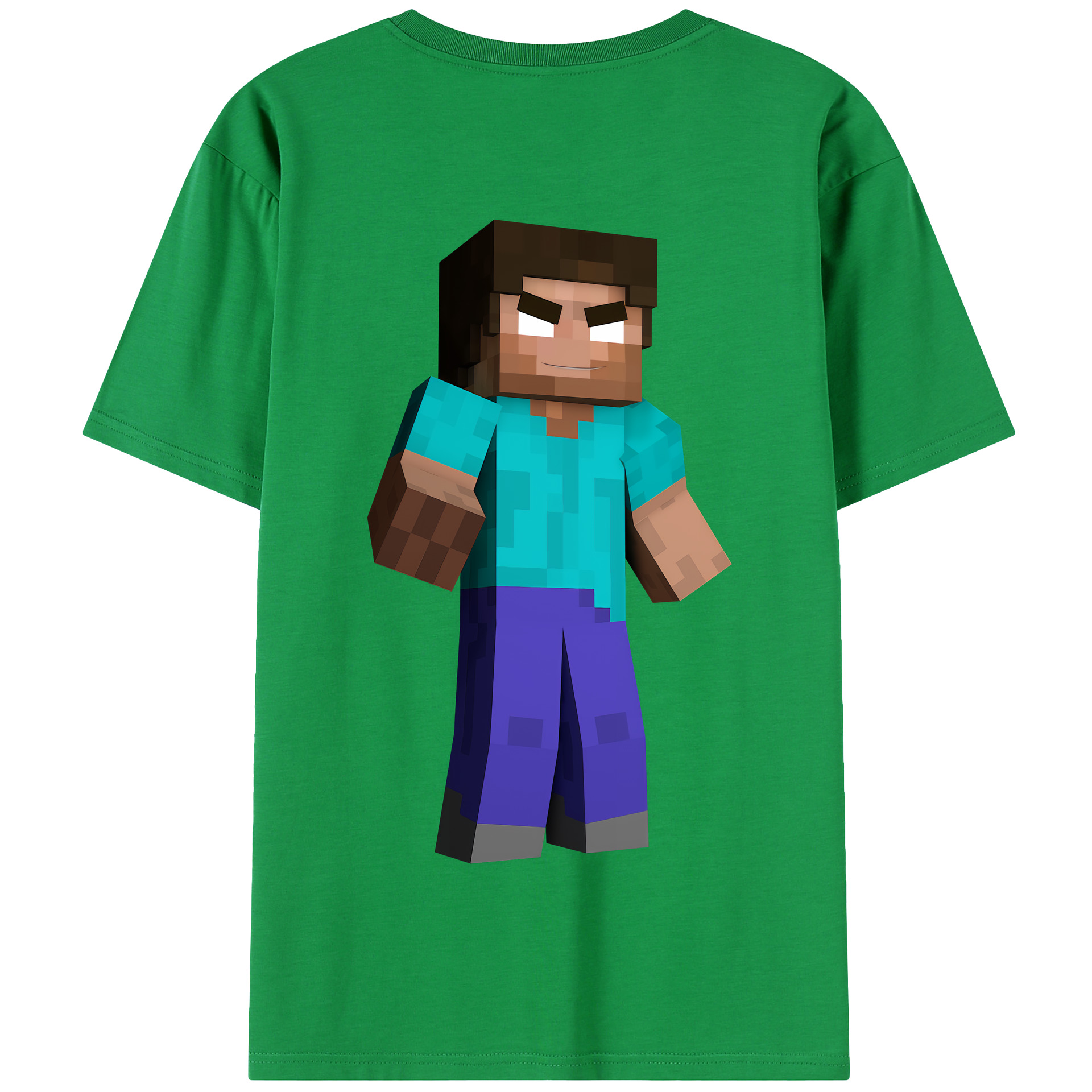 （画像用） マインクラフト ブロックの世界 Minecraft MC Block world 綿100％半袖Tシャツ（背面プリント）