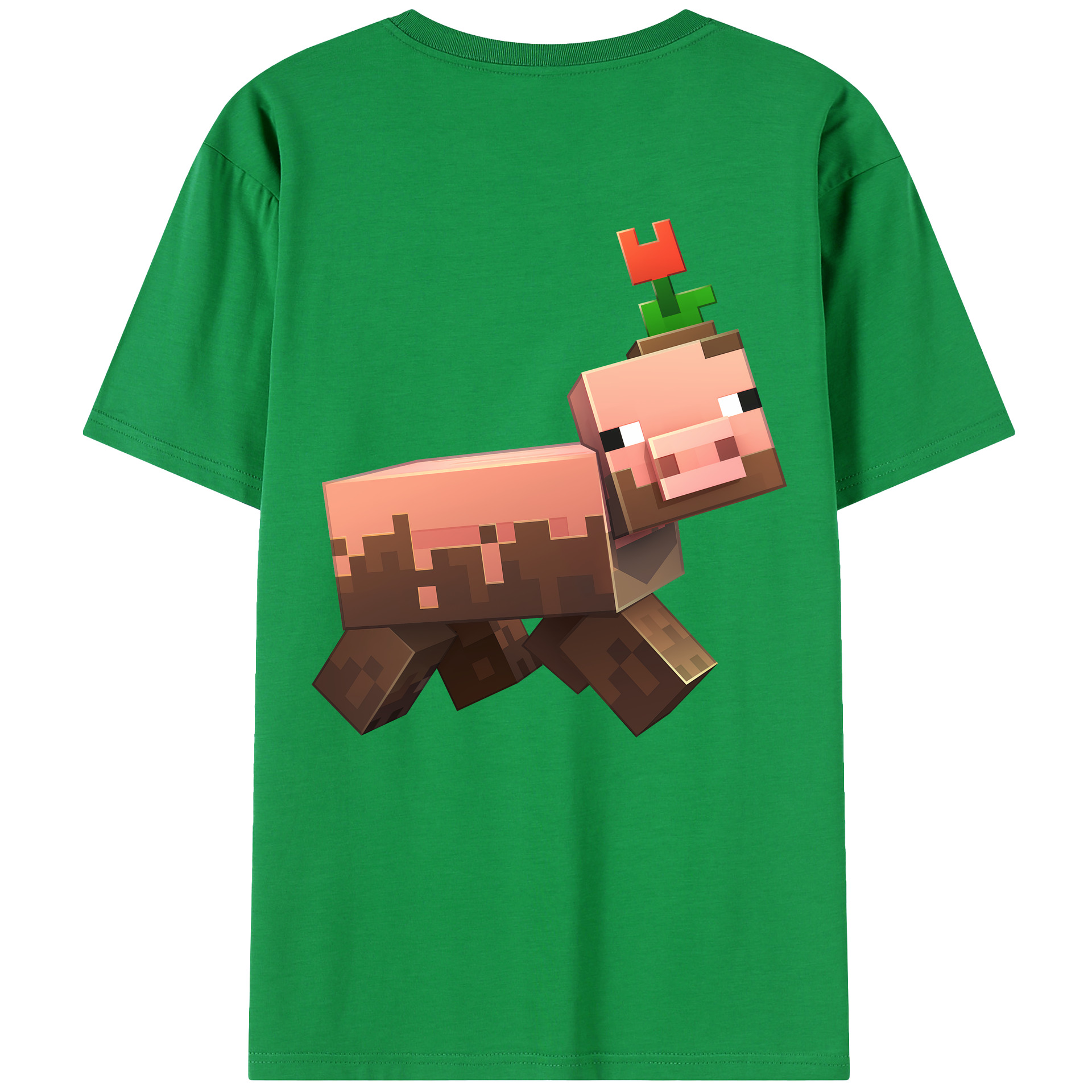 （画像用） マインクラフト ブロックの世界 Minecraft MC Block world 綿100％半袖Tシャツ（背面プリント）