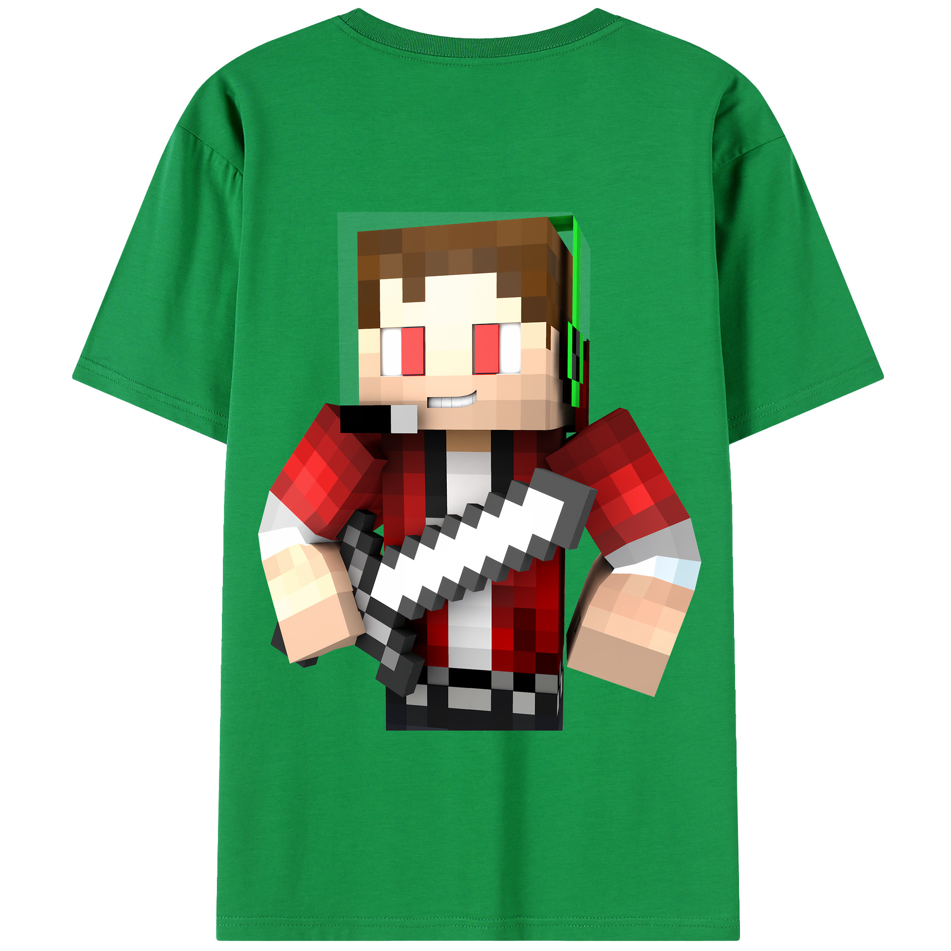 （画像用） マインクラフト ブロックの世界 Minecraft MC Block world 綿100％半袖Tシャツ（背面プリント）