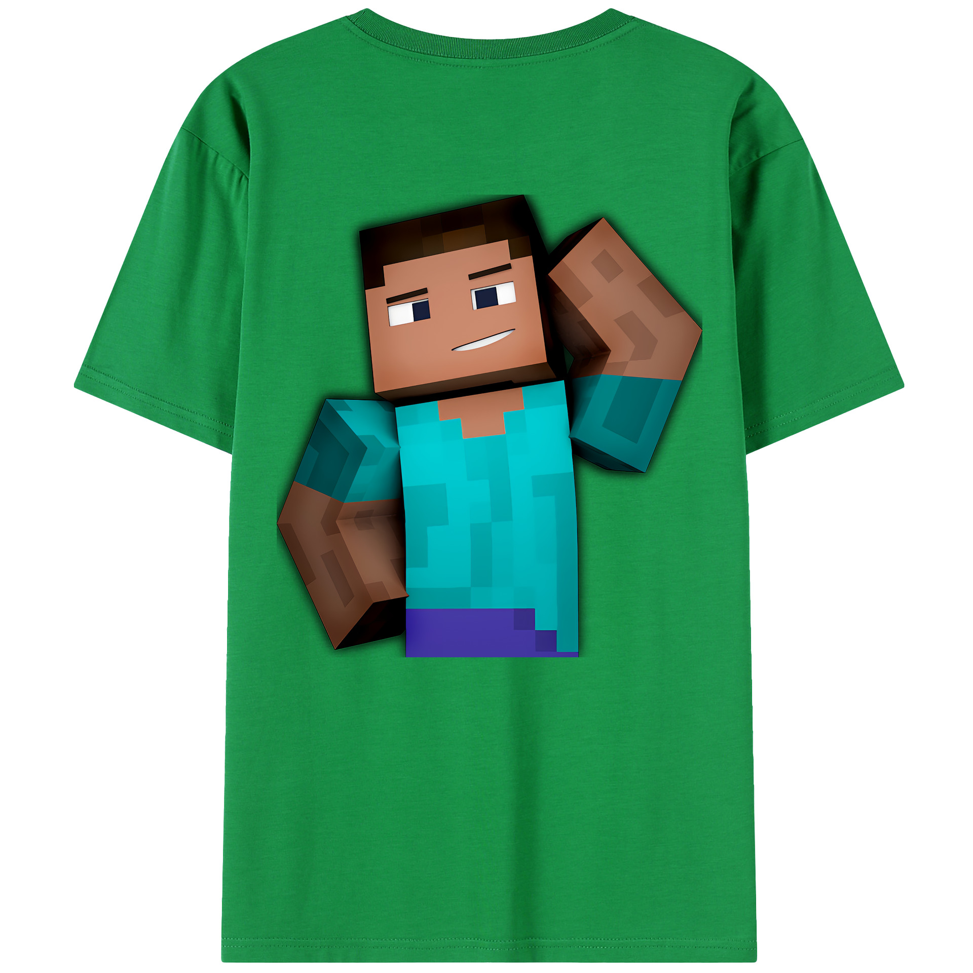 （画像用） マインクラフト ブロックの世界 Minecraft MC Block world 綿100％半袖Tシャツ（背面プリント）