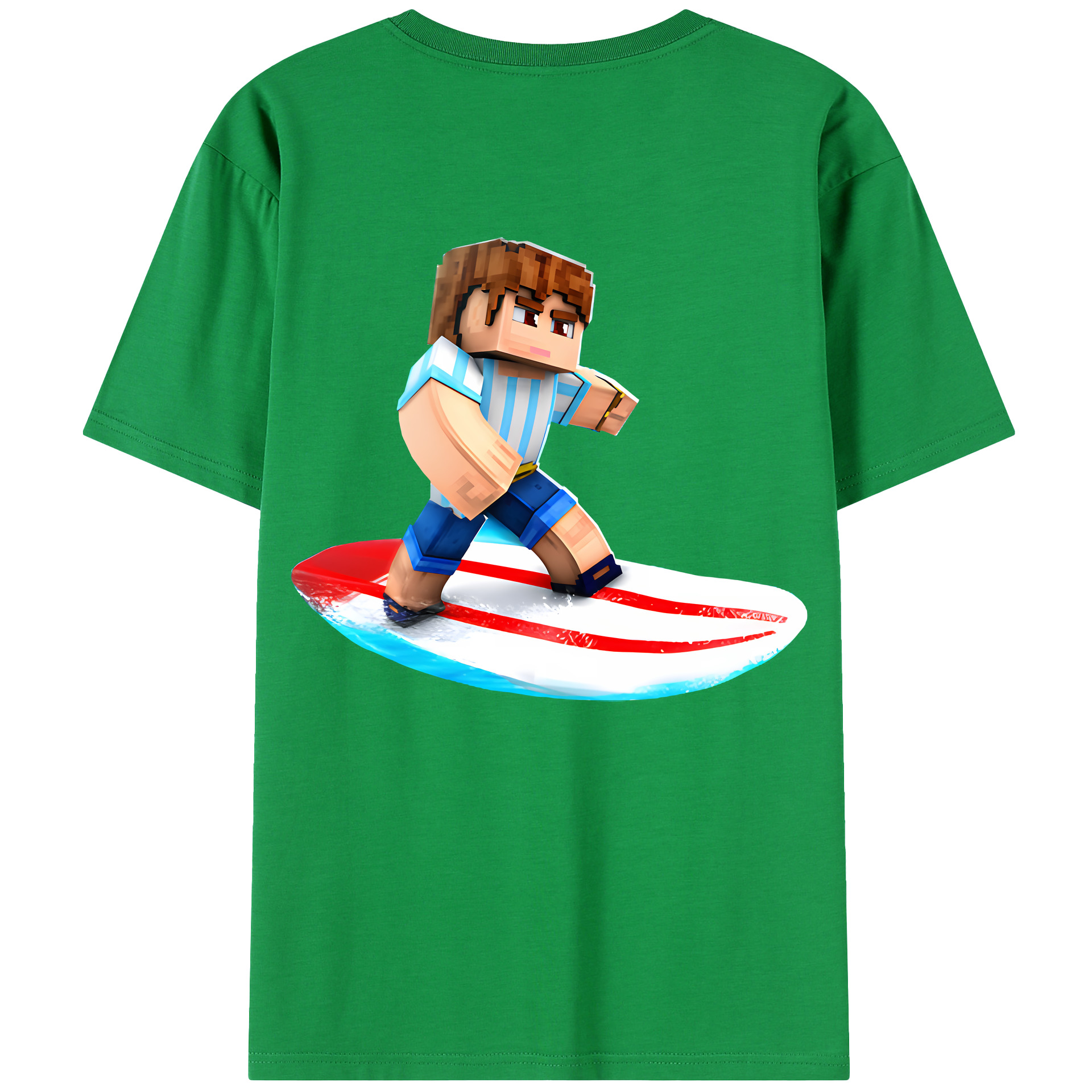 （画像用） マインクラフト ブロックの世界 Minecraft MC Block world 綿100％半袖Tシャツ（背面プリント）