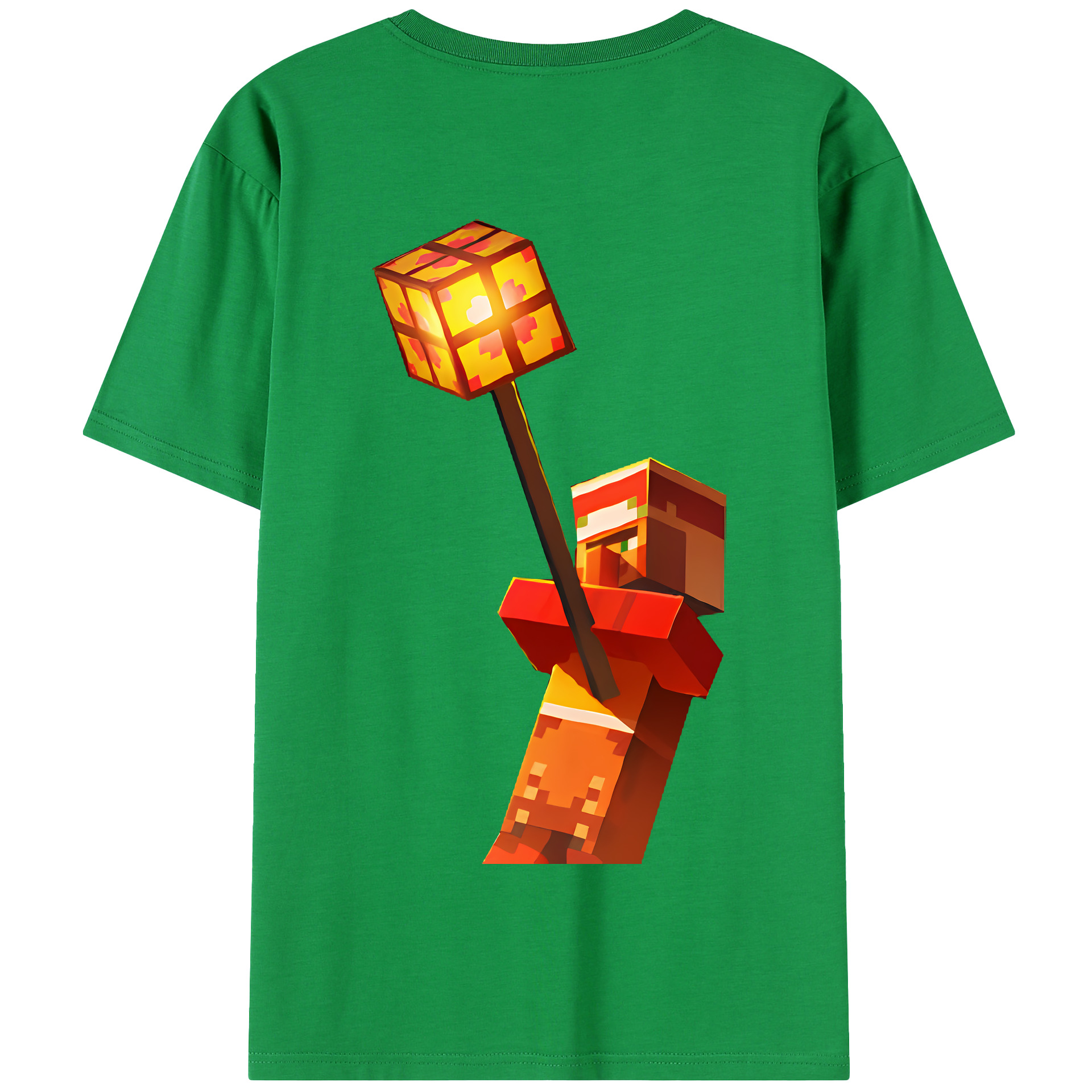 （画像用） マインクラフト ブロックの世界 Minecraft MC Block world 綿100％半袖Tシャツ（背面プリント）