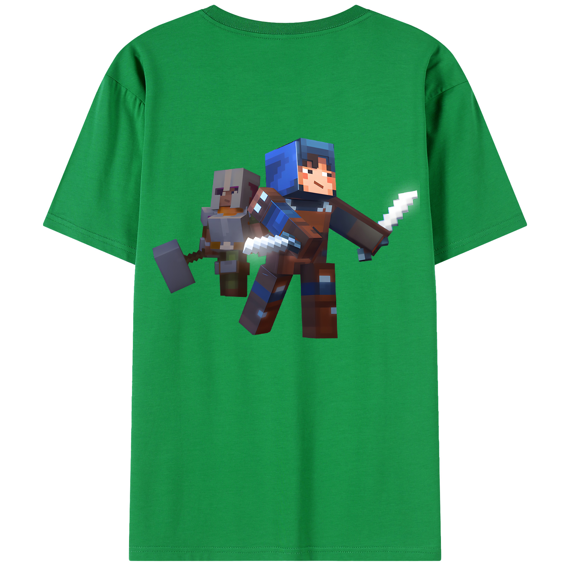 （画像用） マインクラフト ブロックの世界 Minecraft MC Block world 綿100％半袖Tシャツ（背面プリント）