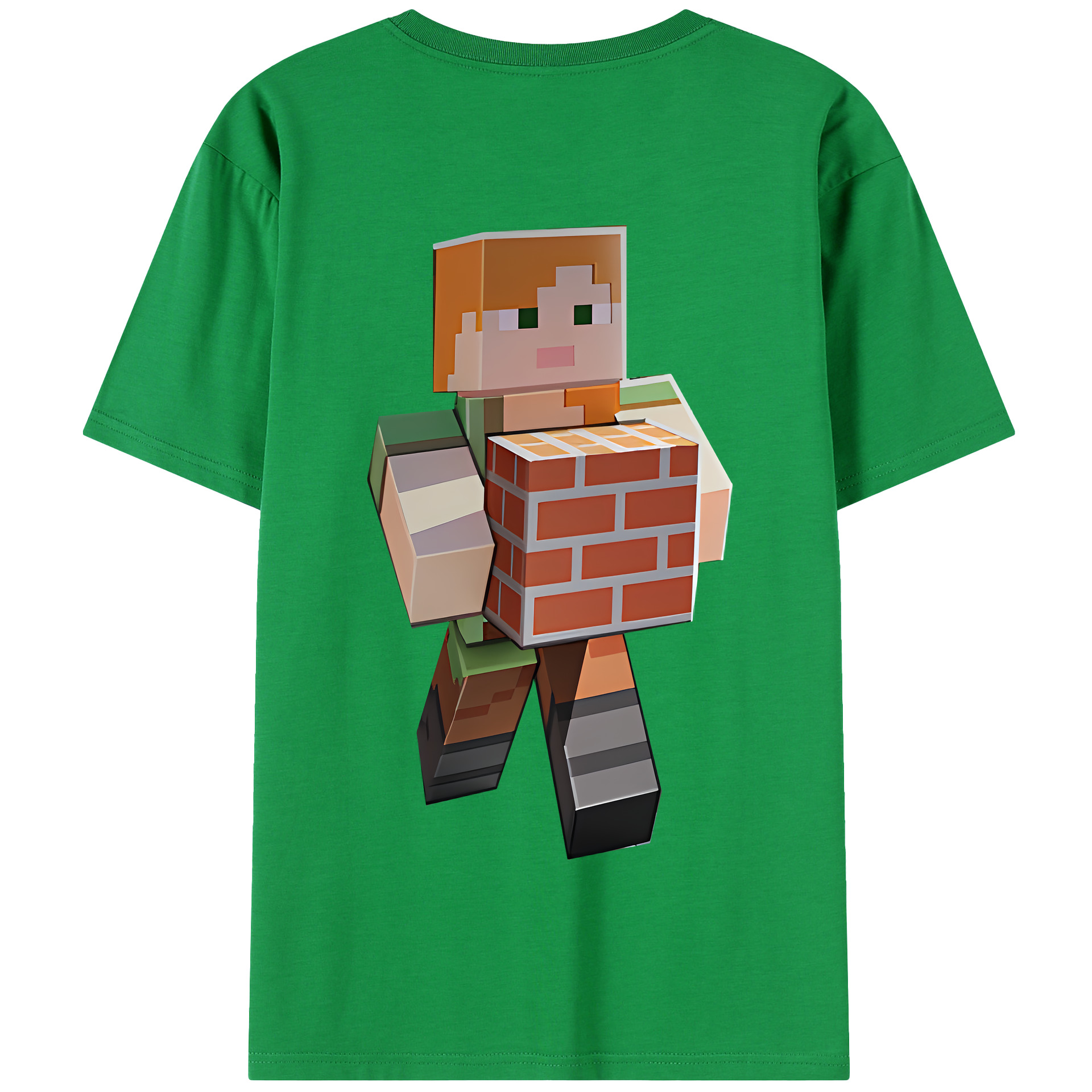 （画像用） マインクラフト ブロックの世界 Minecraft MC Block world 綿100％半袖Tシャツ（背面プリント）
