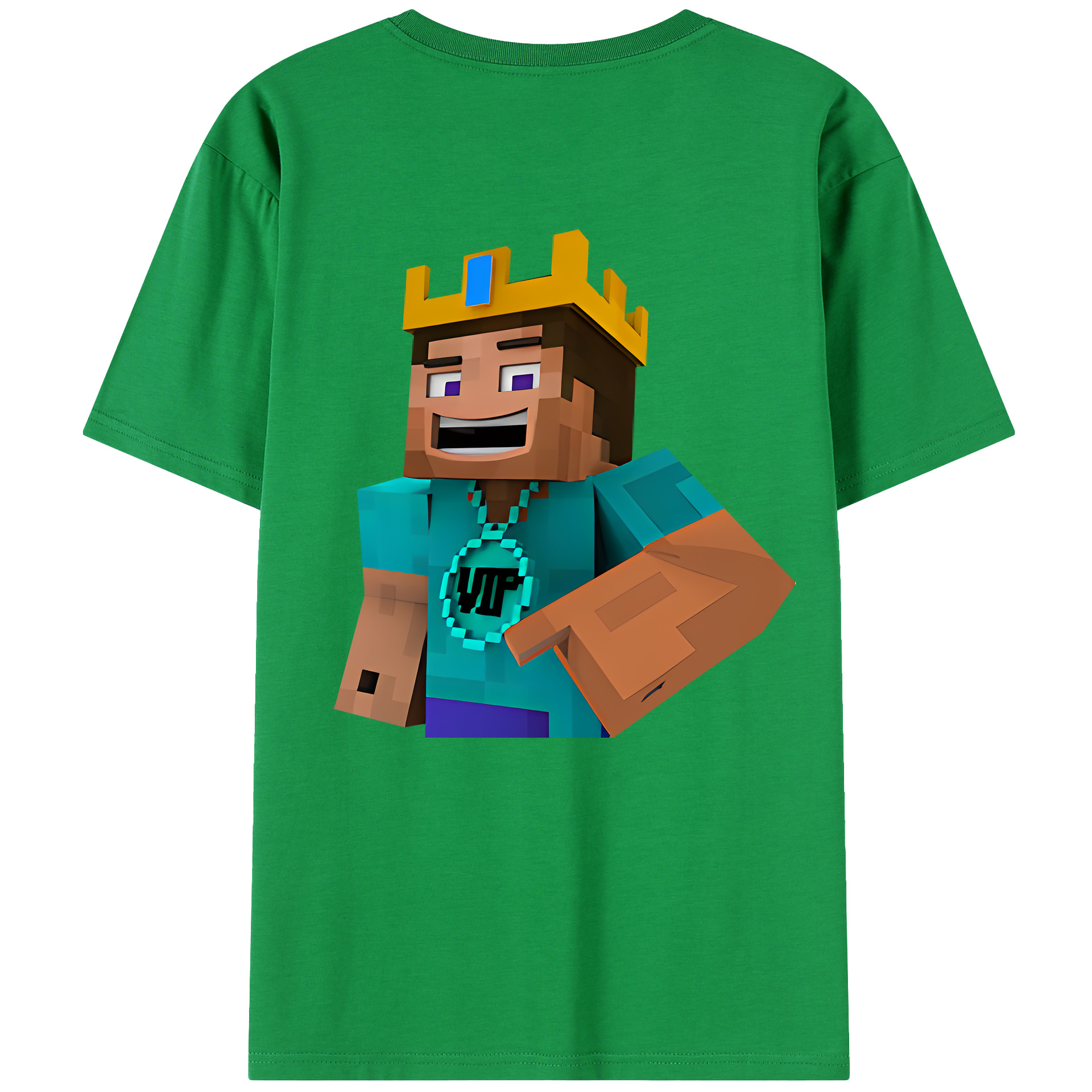（画像用） マインクラフト ブロックの世界 Minecraft MC Block world 綿100％半袖Tシャツ（背面プリント）