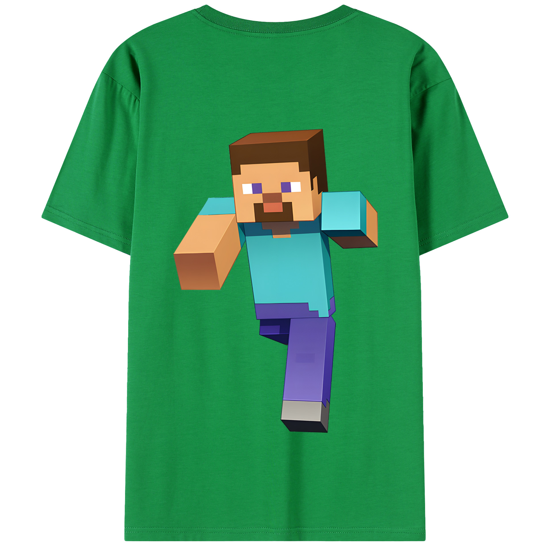 （画像用） マインクラフト ブロックの世界 Minecraft MC Block world 綿100％半袖Tシャツ（背面プリント）