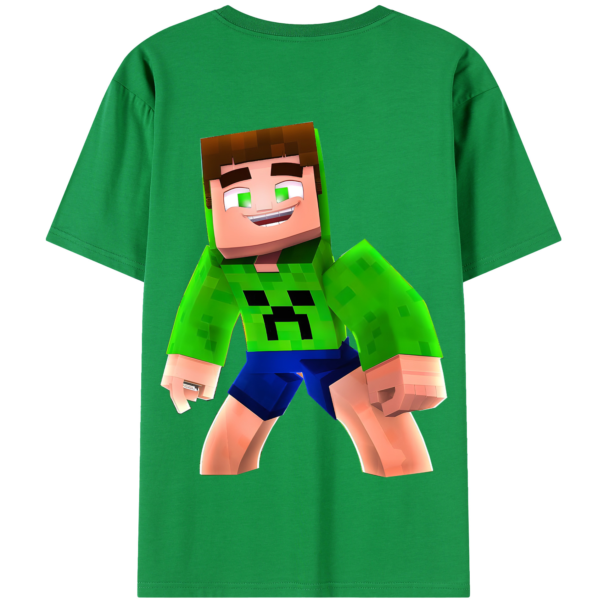 （画像用） マインクラフト ブロックの世界 Minecraft MC Block world 綿100％半袖Tシャツ（背面プリント）
