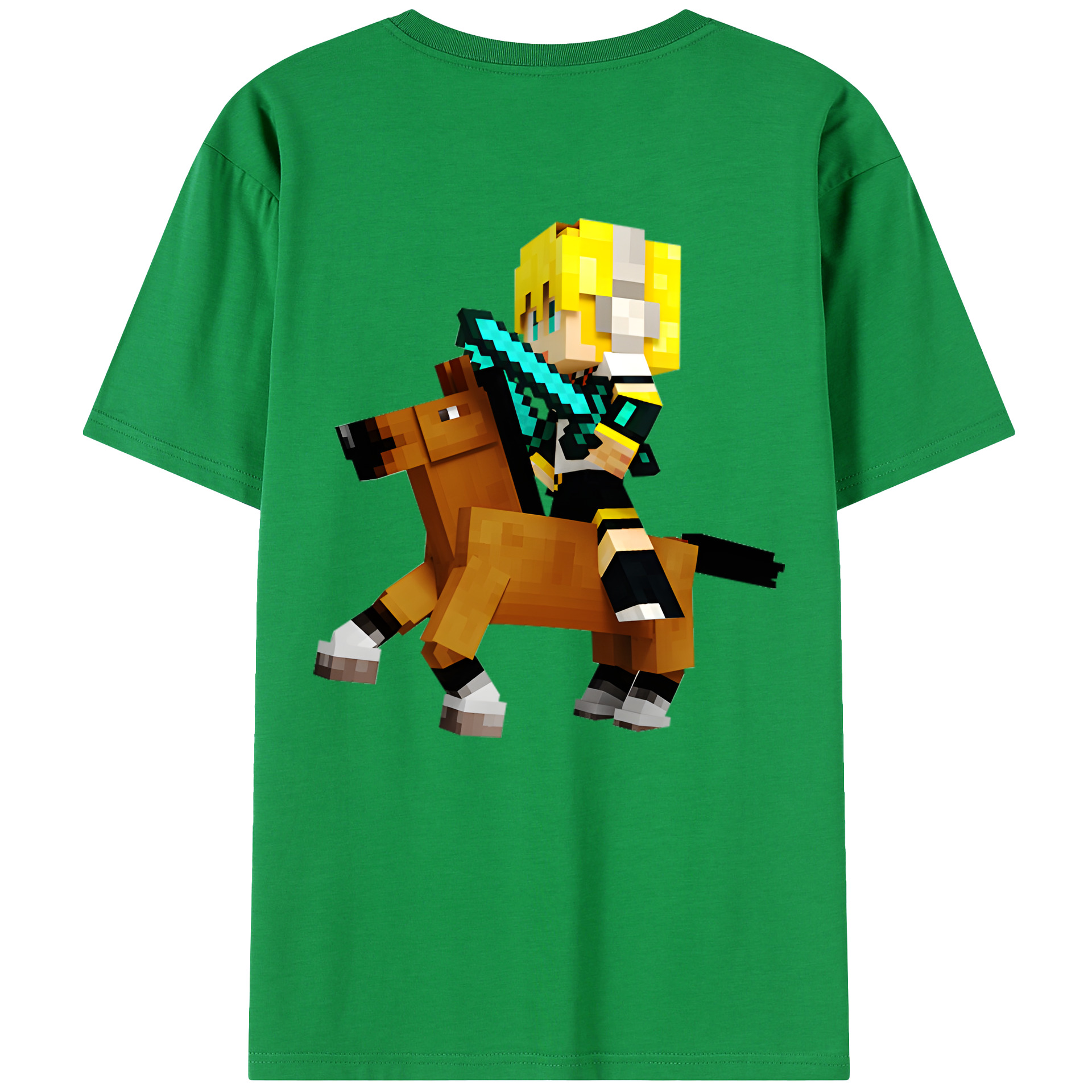 （画像用） マインクラフト ブロックの世界 Minecraft MC Block world 綿100％半袖Tシャツ（背面プリント）