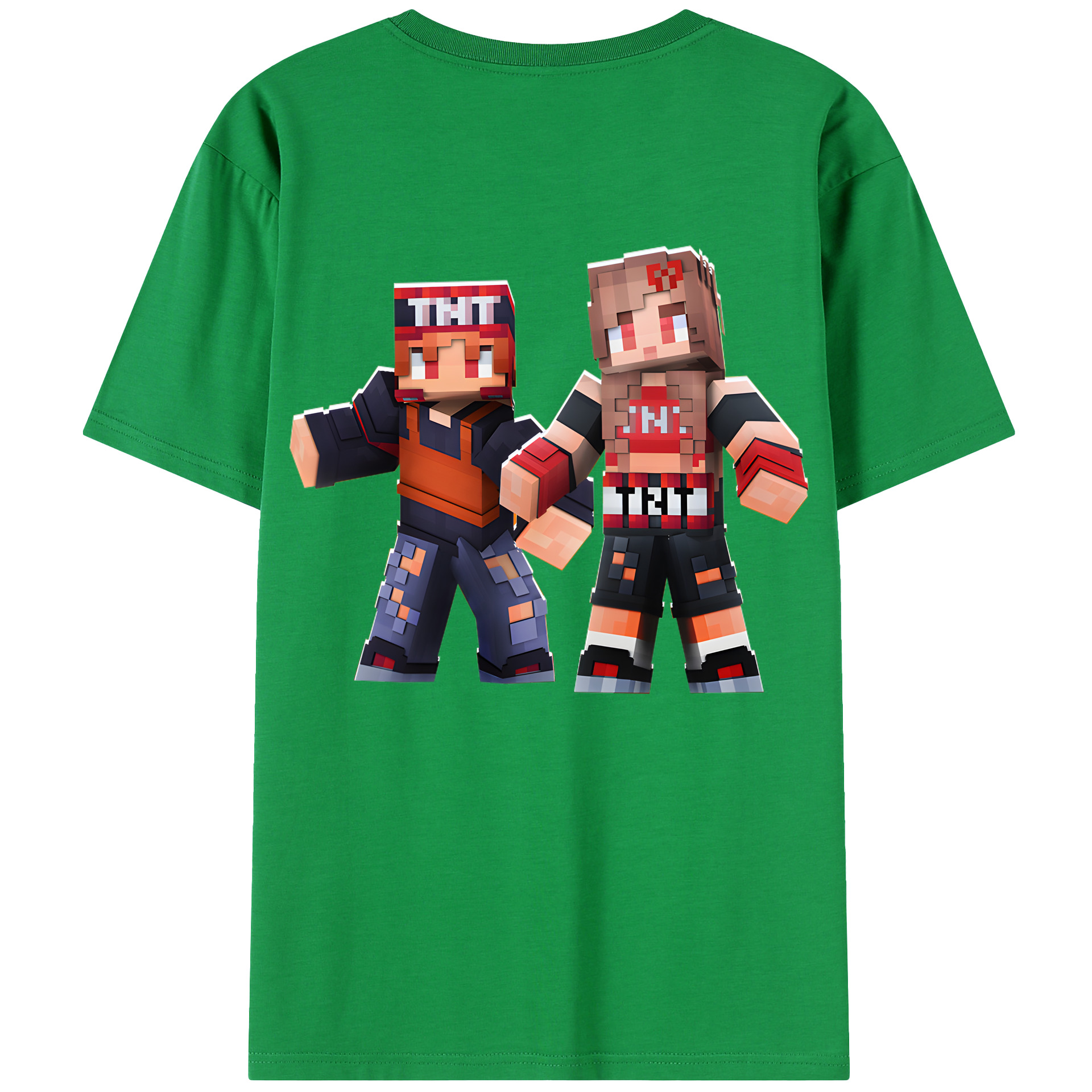 （画像用） マインクラフト ブロックの世界 Minecraft MC Block world 綿100％半袖Tシャツ（背面プリント）