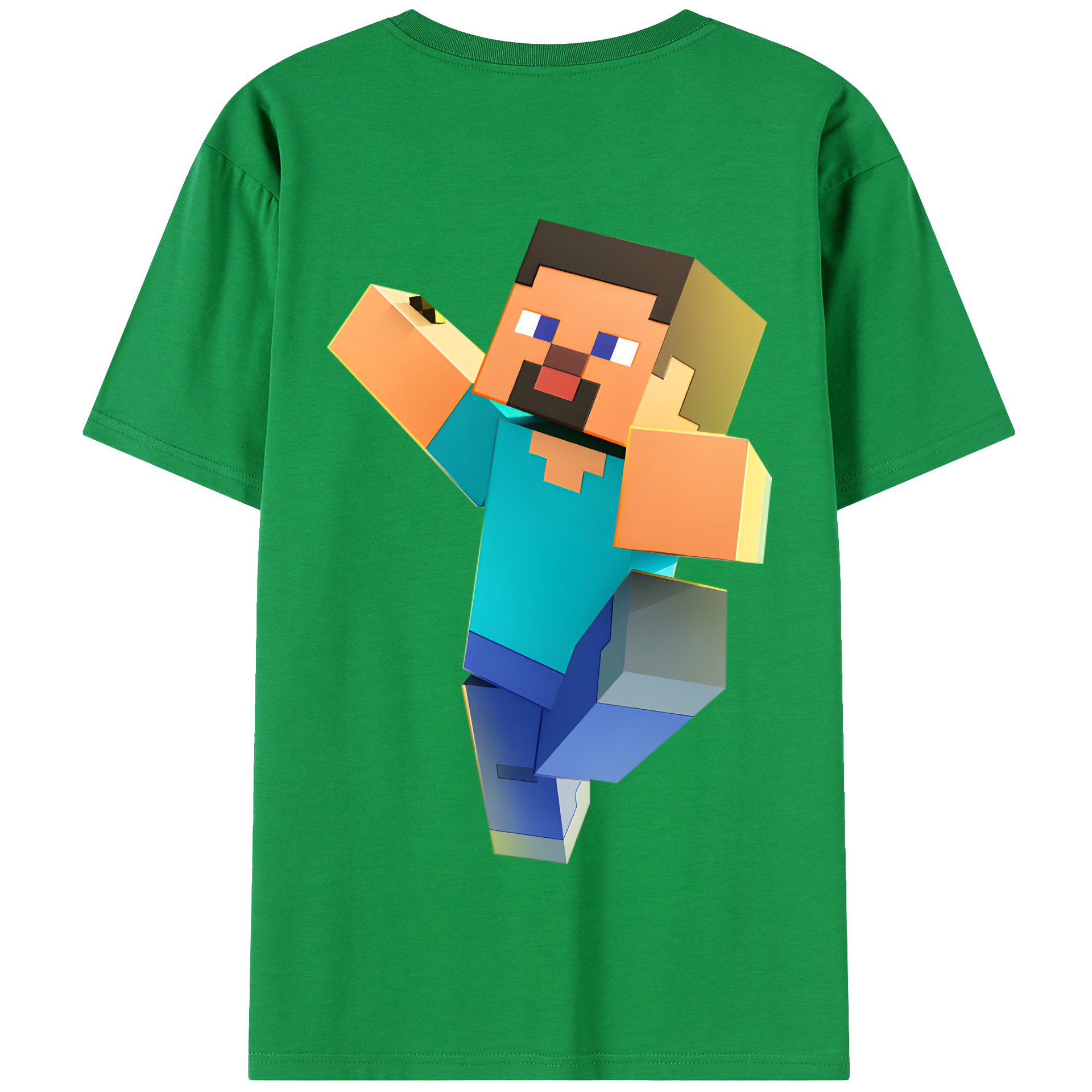 （画像用） マインクラフト ブロックの世界 Minecraft MC Block world 綿100％半袖Tシャツ（背面プリント）