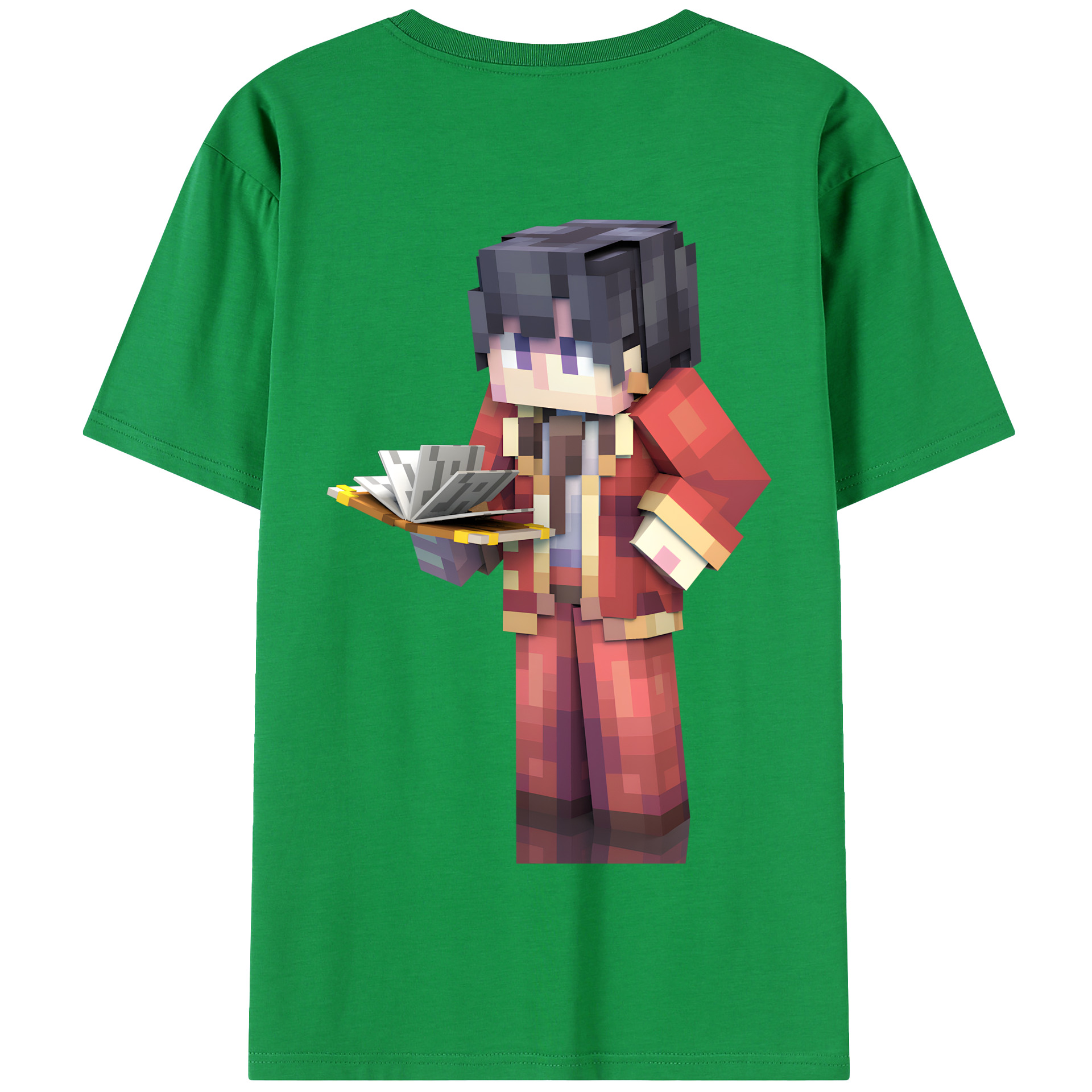 （画像用） マインクラフト ブロックの世界 Minecraft MC Block world 綿100％半袖Tシャツ（背面プリント）