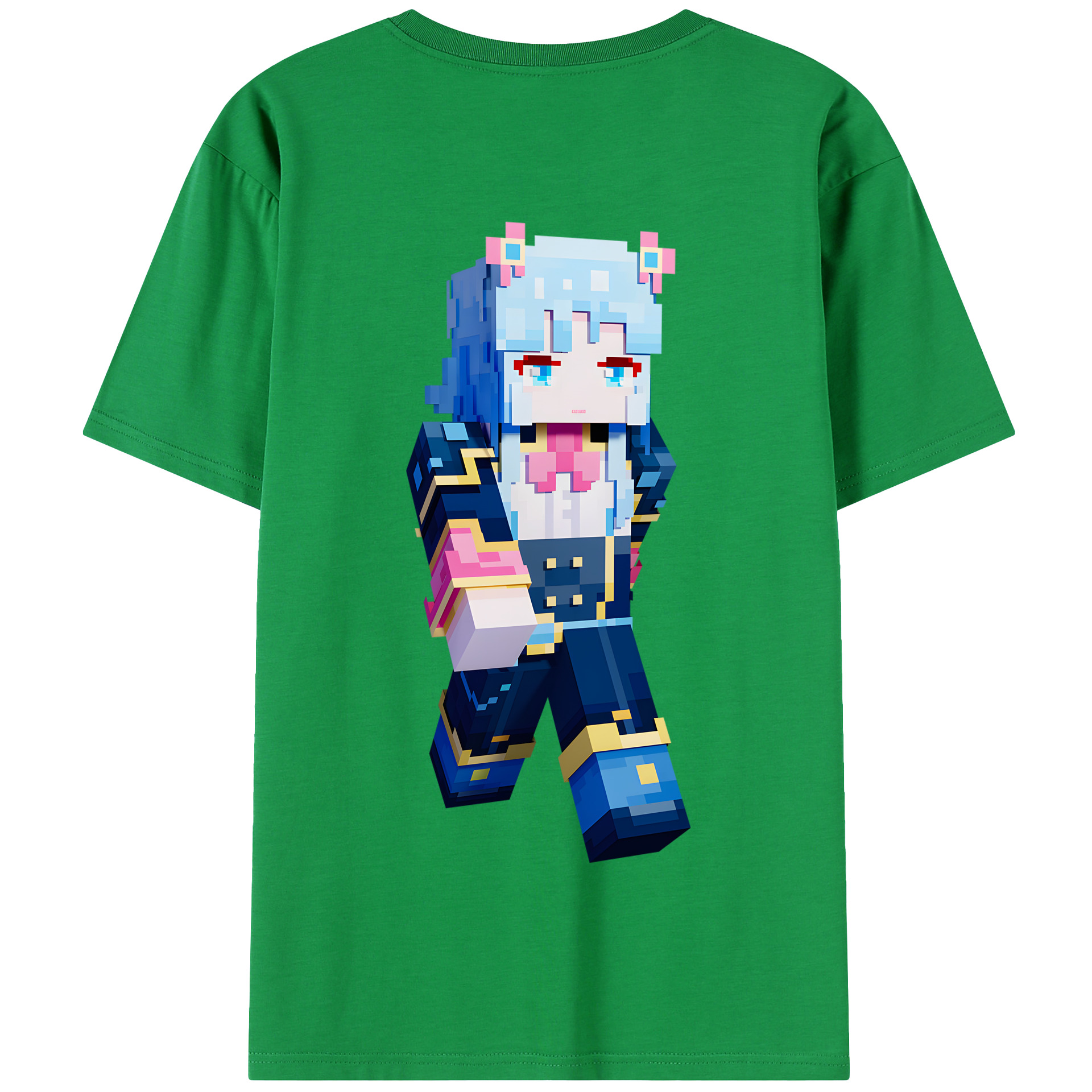 （画像用） マインクラフト ブロックの世界 Minecraft MC Block world 綿100％半袖Tシャツ（背面プリント）