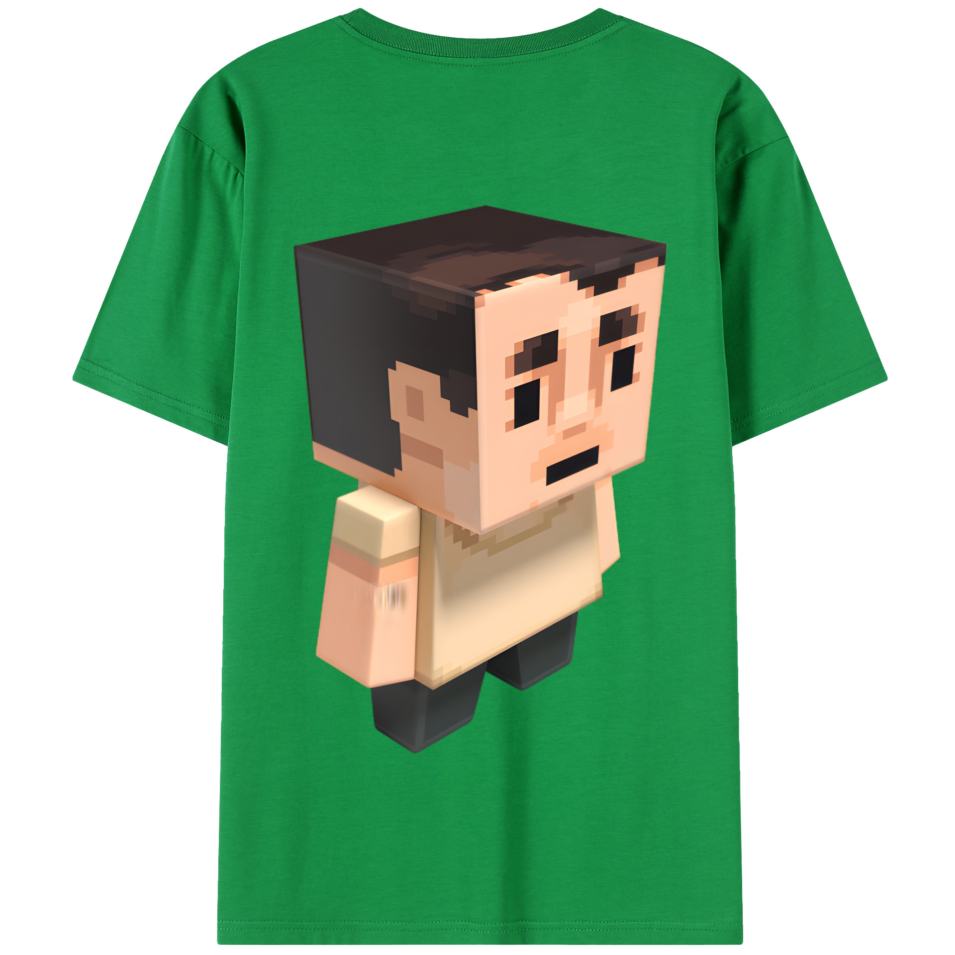 （画像用） マインクラフト ブロックの世界 Minecraft MC Block world 綿100％半袖Tシャツ（背面プリント）