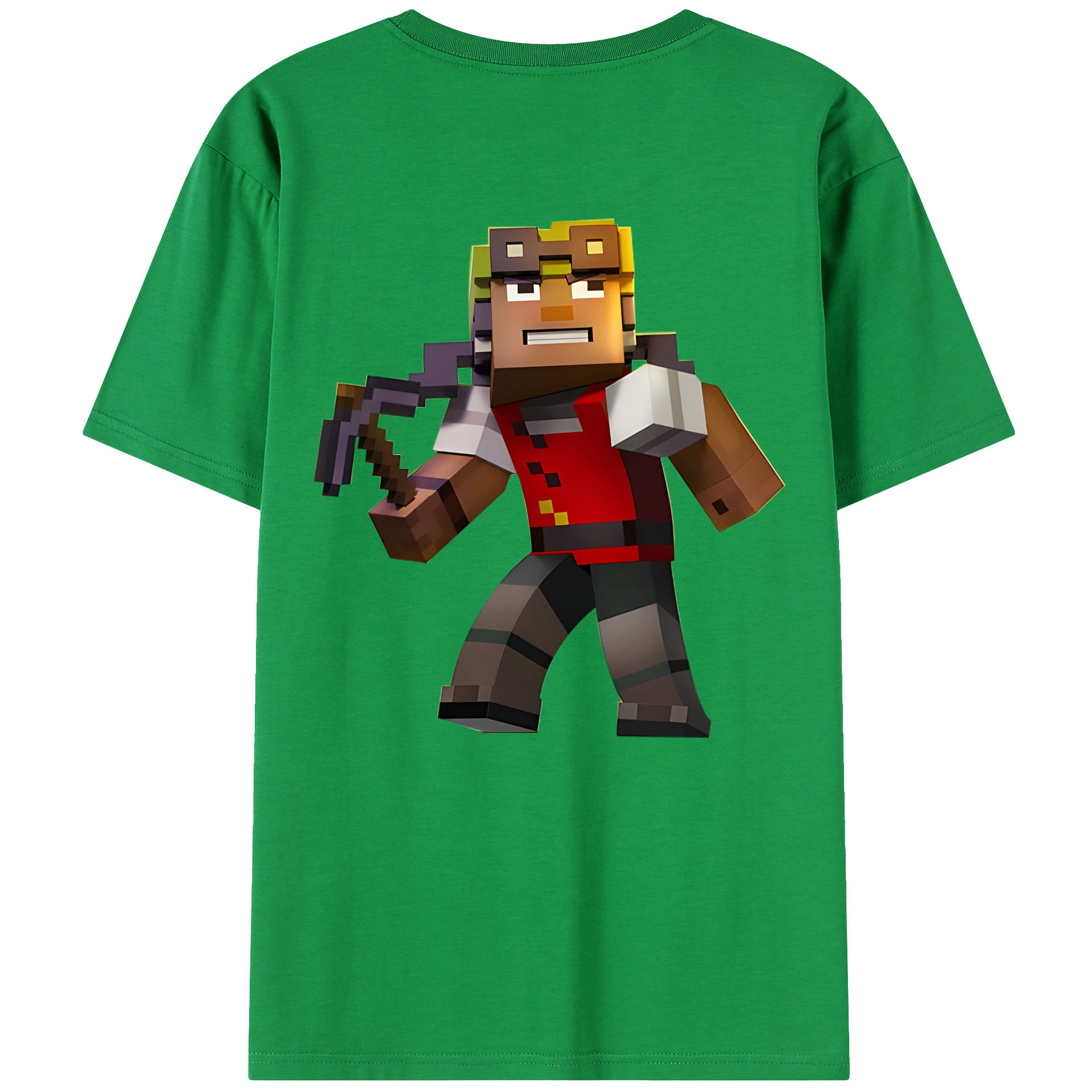 （画像用） マインクラフト ブロックの世界 Minecraft MC Block world 綿100％半袖Tシャツ（背面プリント）